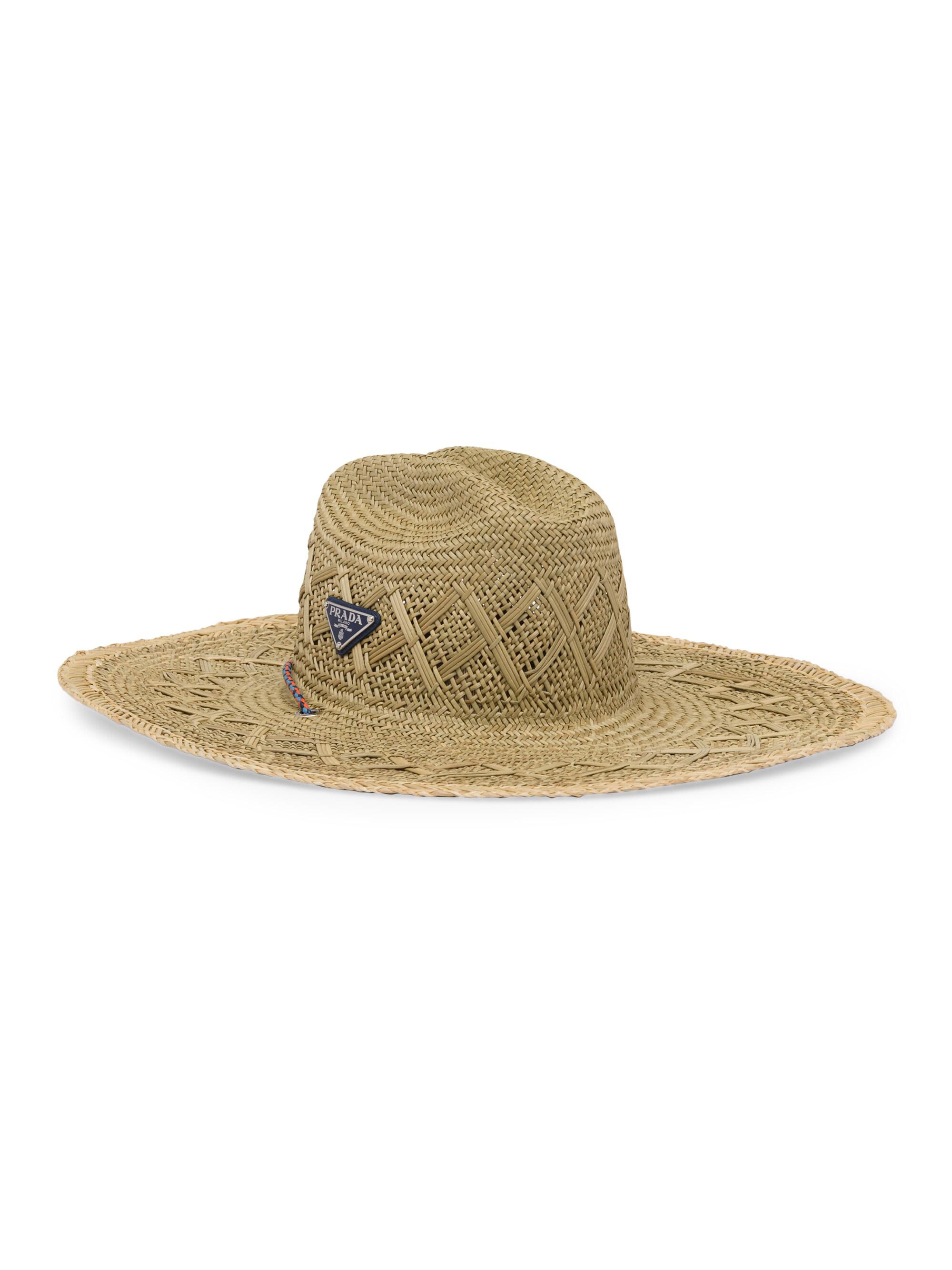 Prada Men's Woven Straw Hat - Beige