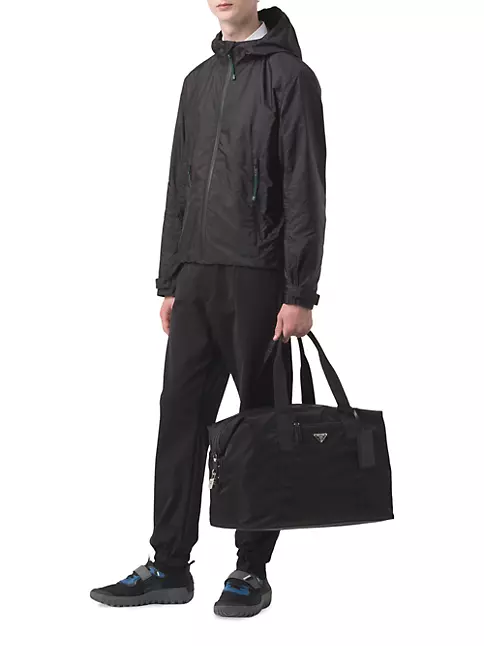 Prada Black Nylon and Saffiano Leather Trim Duffel Bag Prada