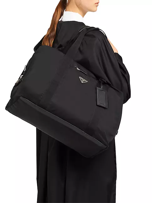 Prada Re-Nylon and Saffiano Leather Duffle Bag, Unisex, Black