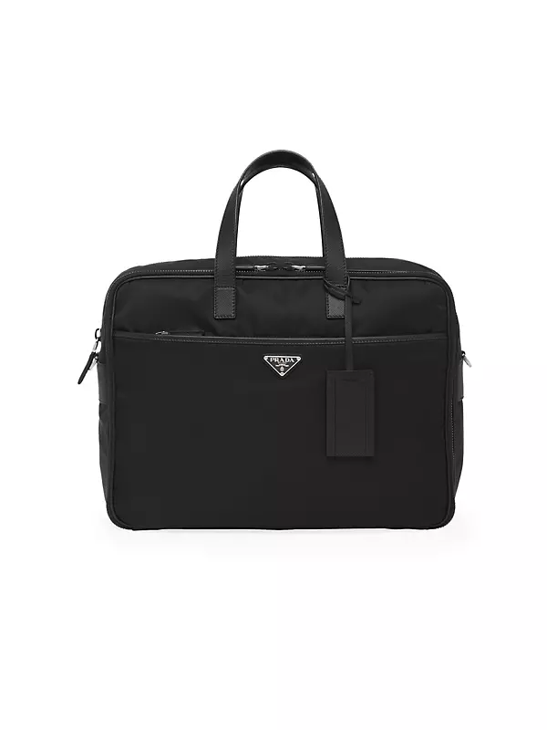 Re-Nylon and Saffiano Leather Briefcase
