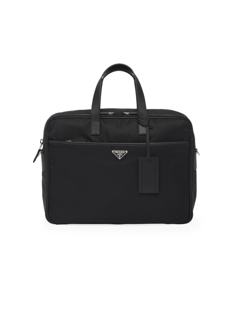 バッグ 736 Prada logo nylon briefcase black Prada Re-Nylon and Saffiano Leather Briefcase | Saks Fifth
