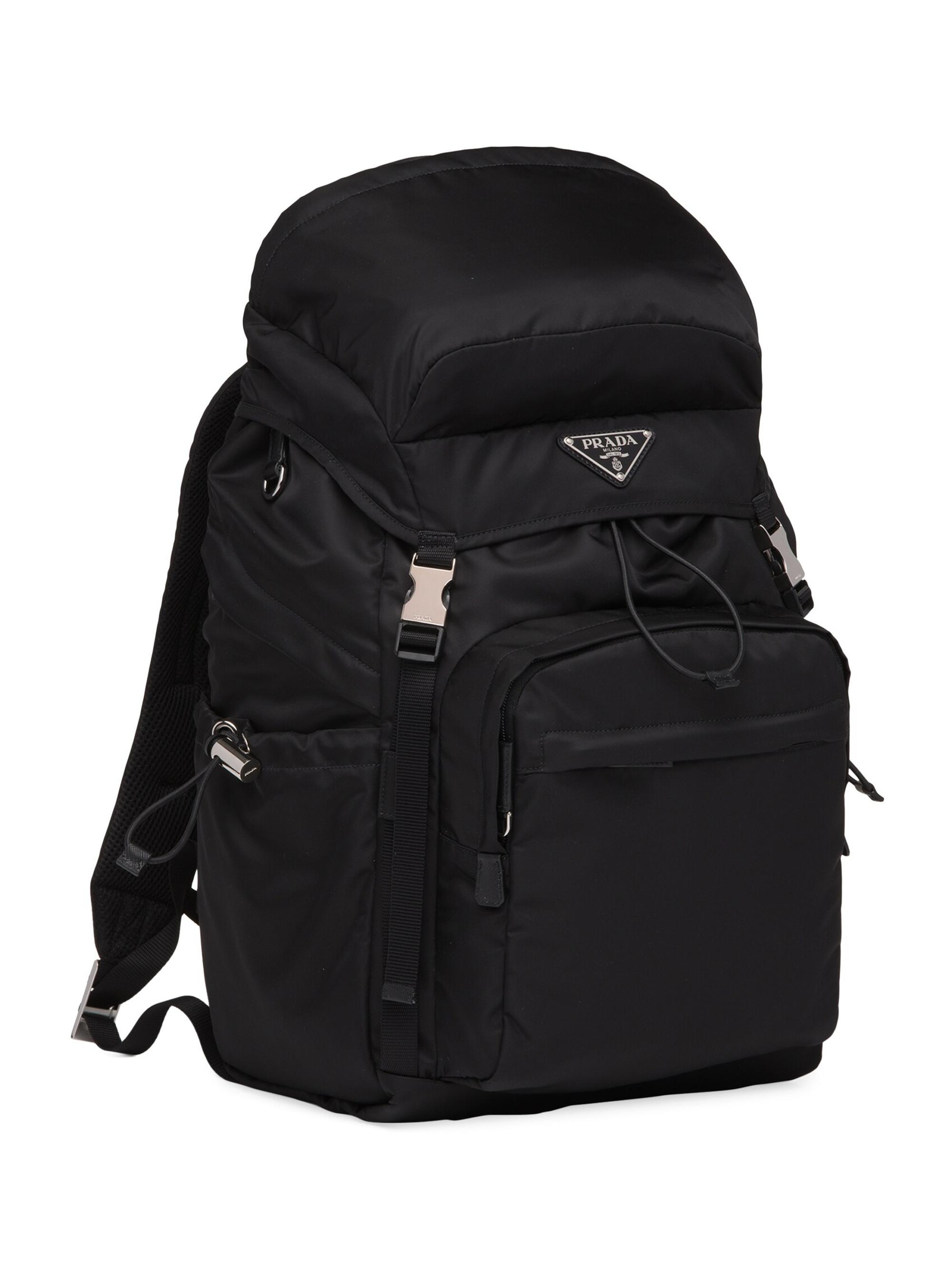 バッグ PRADA LEATHER TESSUTO NYLON BACKPACK Prada Black Tessuto Nylon and Leather Small Backpack Bag