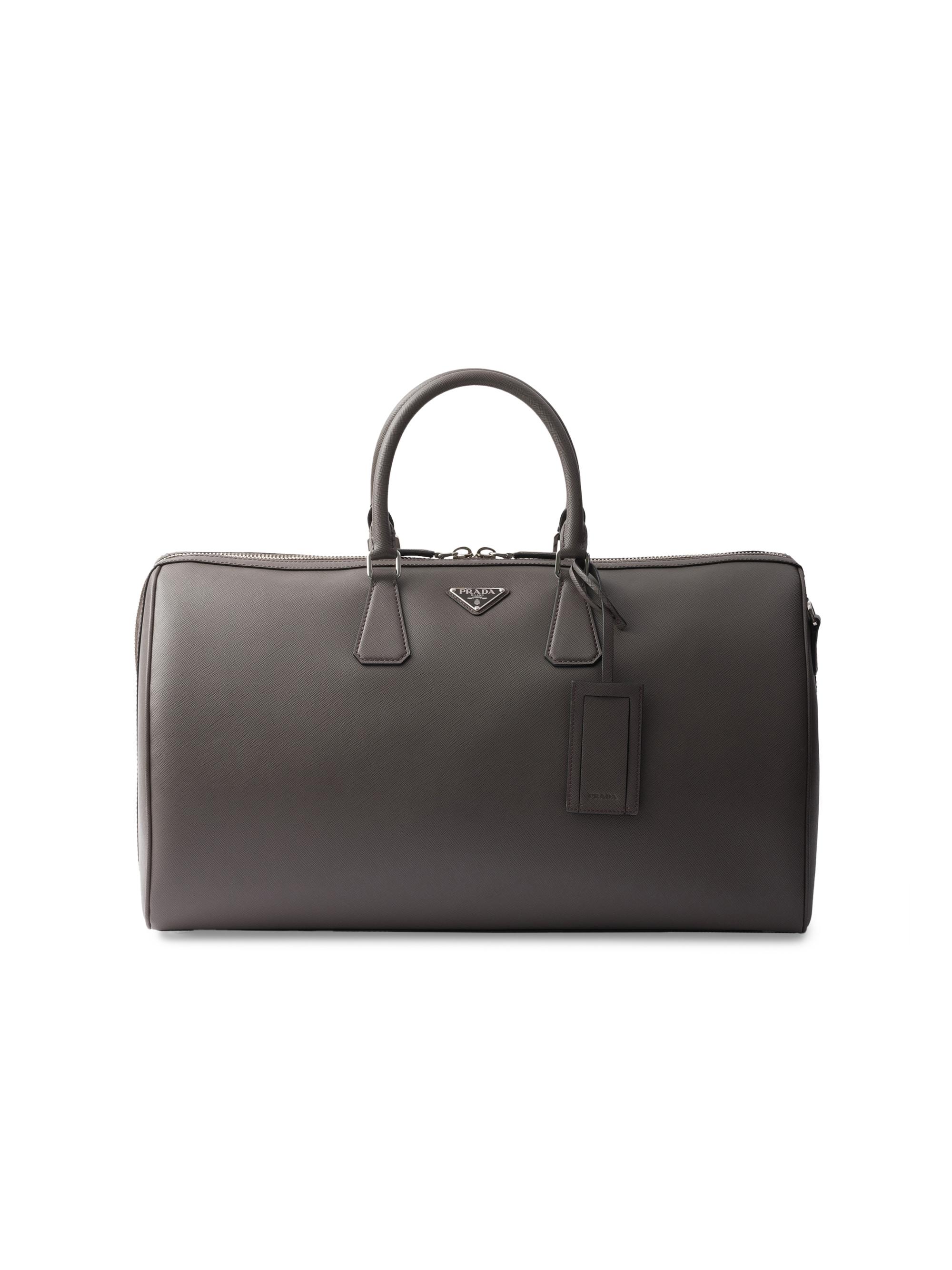 Prada Men's Saffiano Leather Travel Bag - Black
