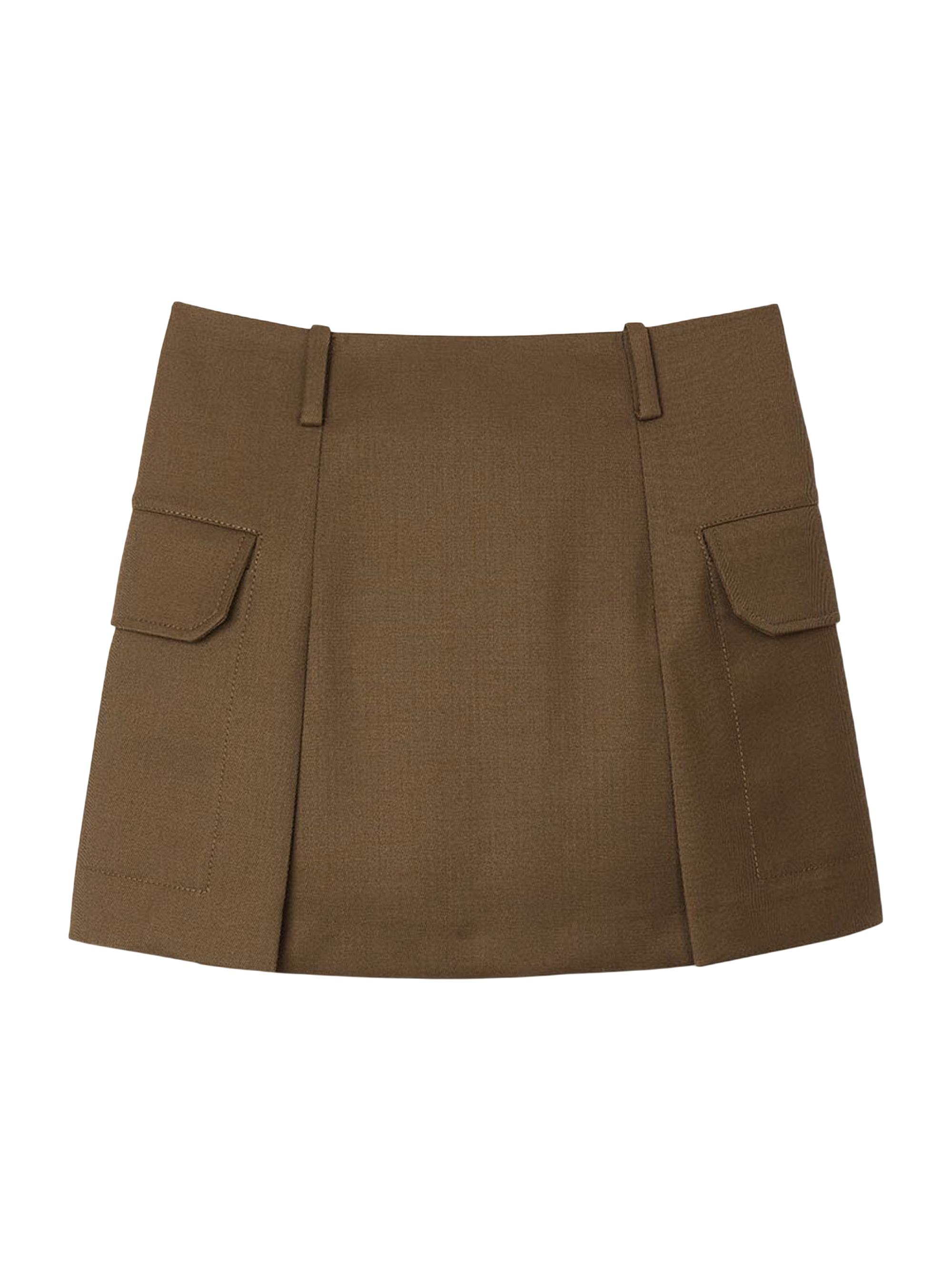 Sandro Women's Short Skirt with Pockets - Olive Green