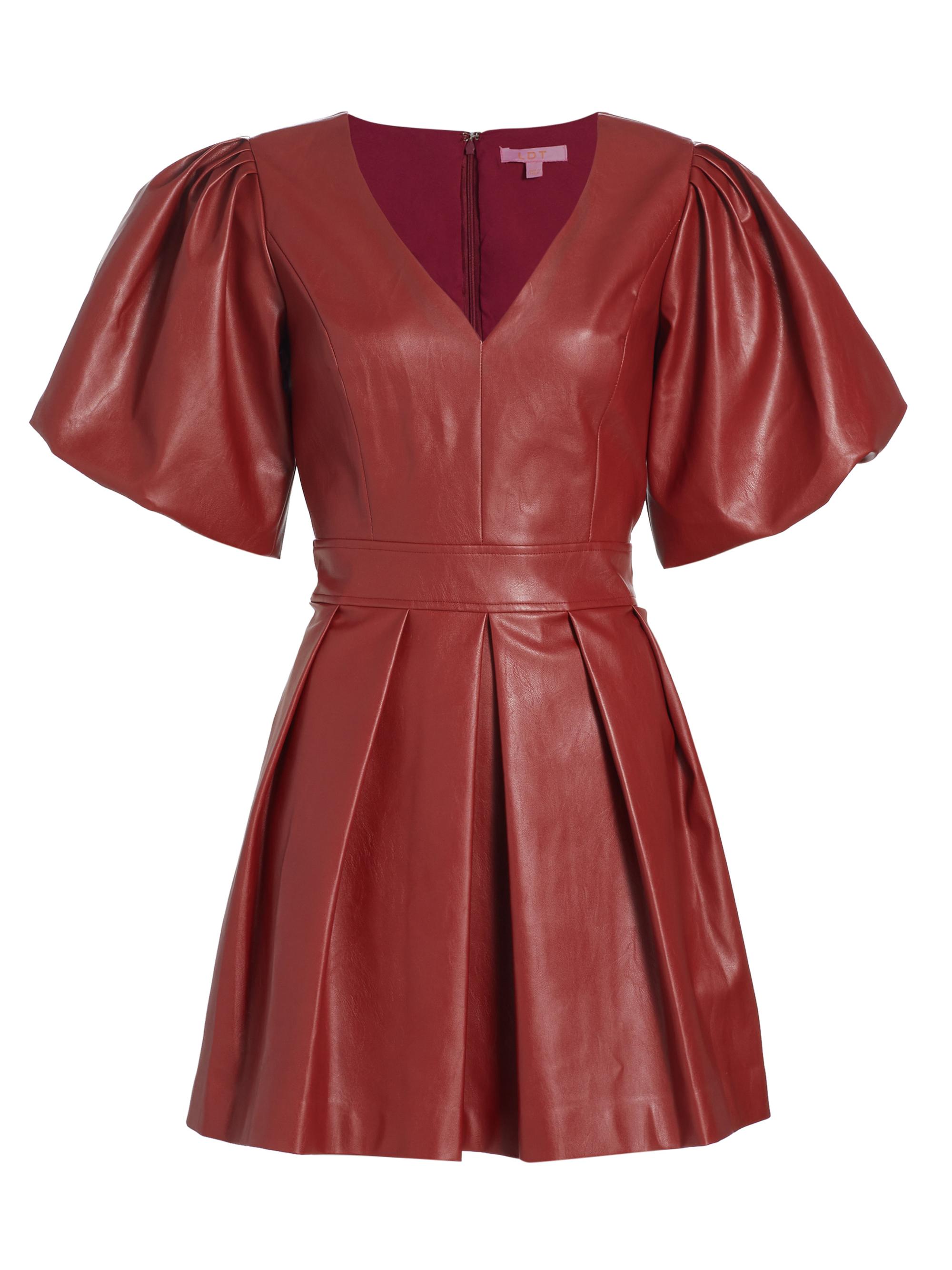 LDT Women's Alexis Faux Leather Minidress - Wine
