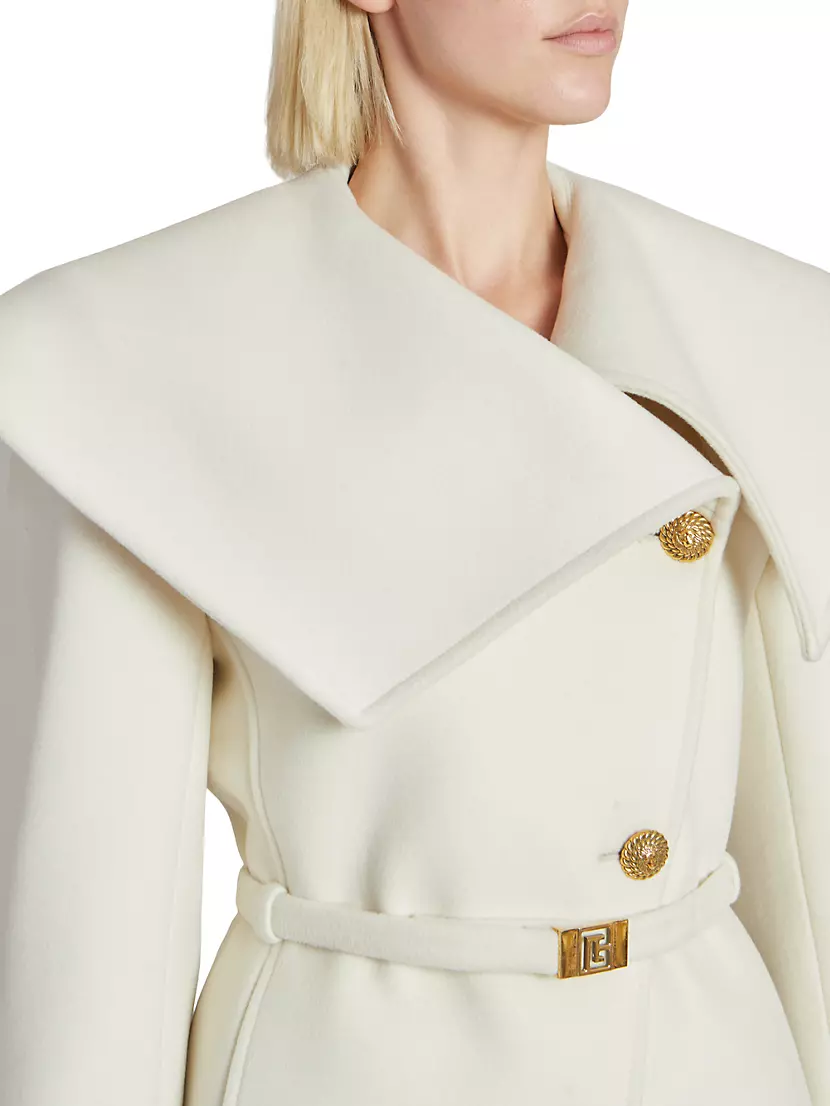 Shop Balmain Wool Belted Coat | Saks Fifth Avenue