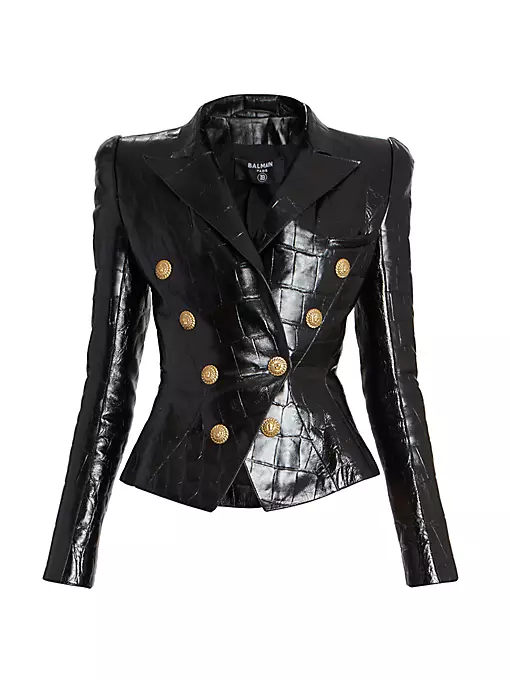 Balmain - Embossed Leather Jacket