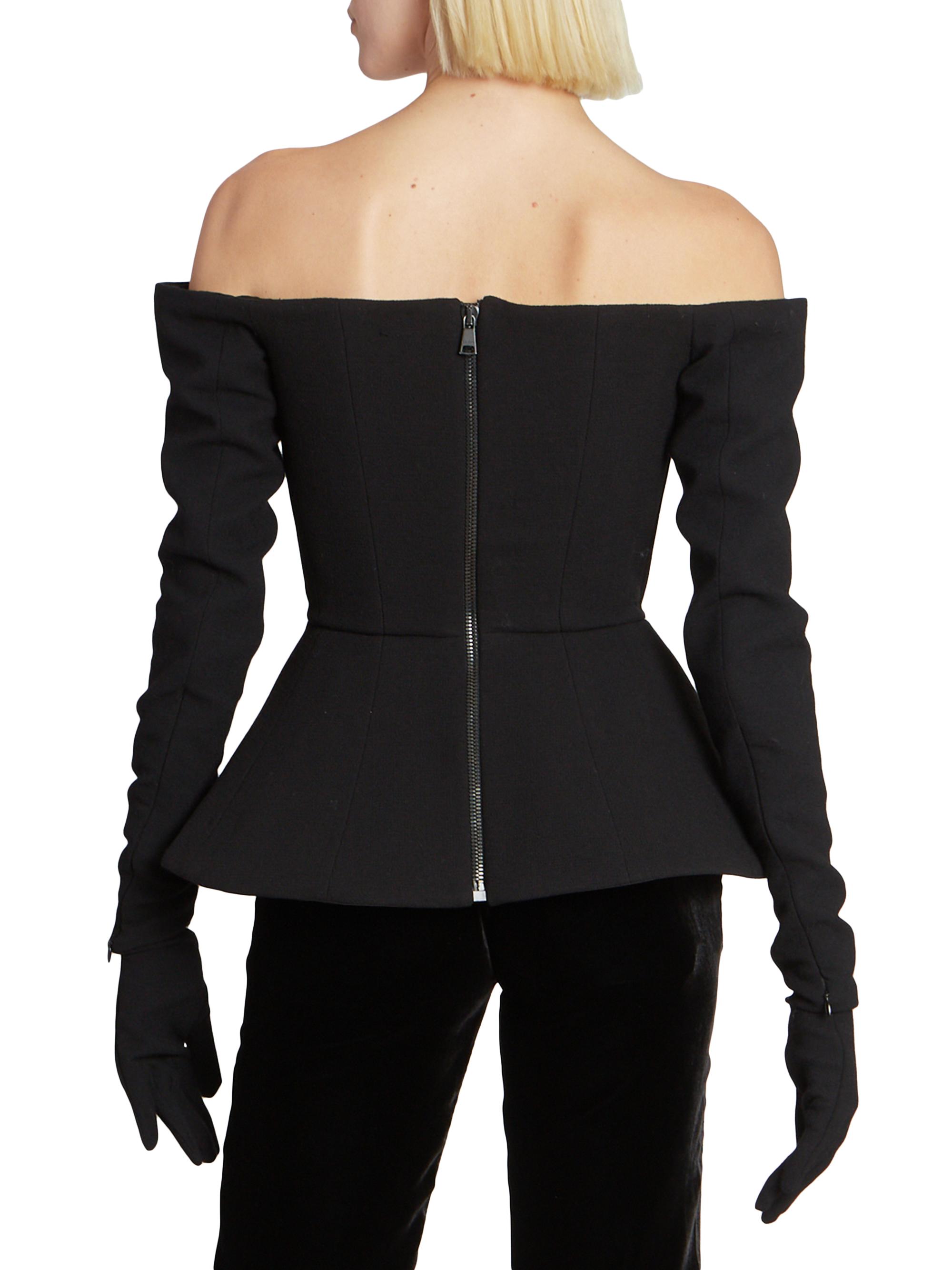 Balmain Crêpe Basque Gloved Top | Saks Fifth Avenue