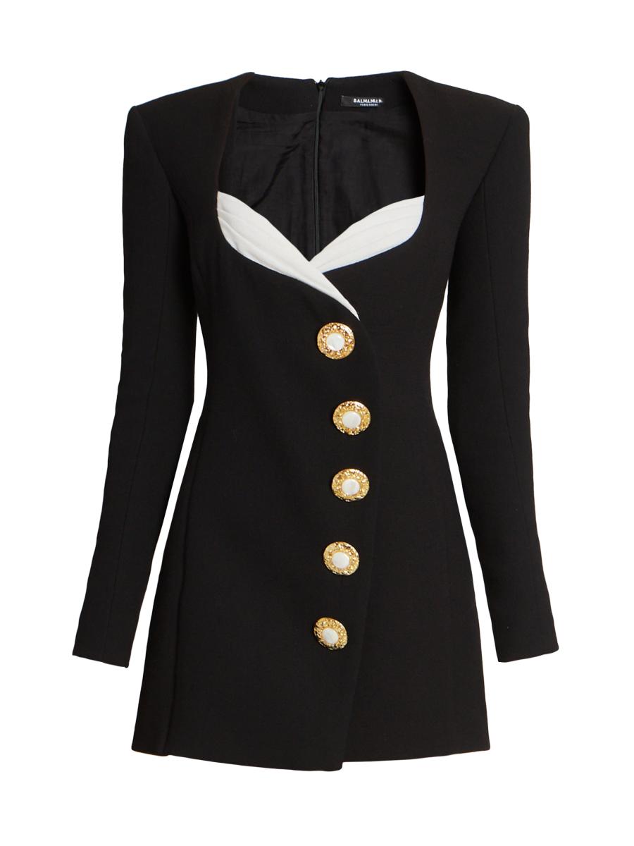 Balmain Buttoned Crêpe Mini Sheath Dress | Saks Fifth Avenue