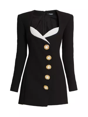 Balmain Buttoned Crpe Mini Sheath Dress | Saks Fifth Avenue