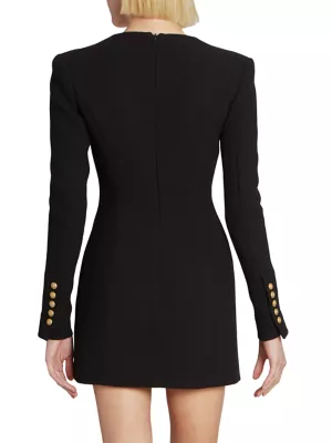 Shop Balmain Buttoned Crêpe Mini Sheath Dress | Saks Fifth Avenue