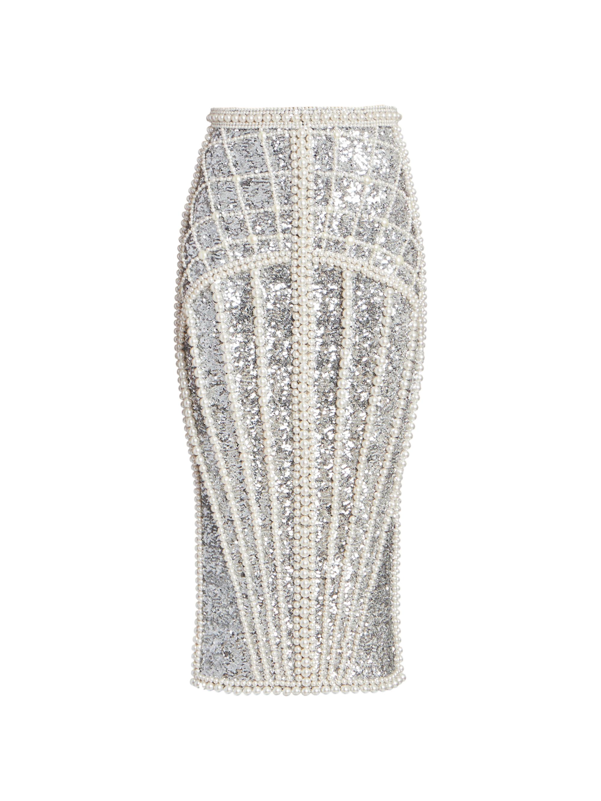 Balmain Embellished Metalic Midi-Skirt Saks Fifth Avenue