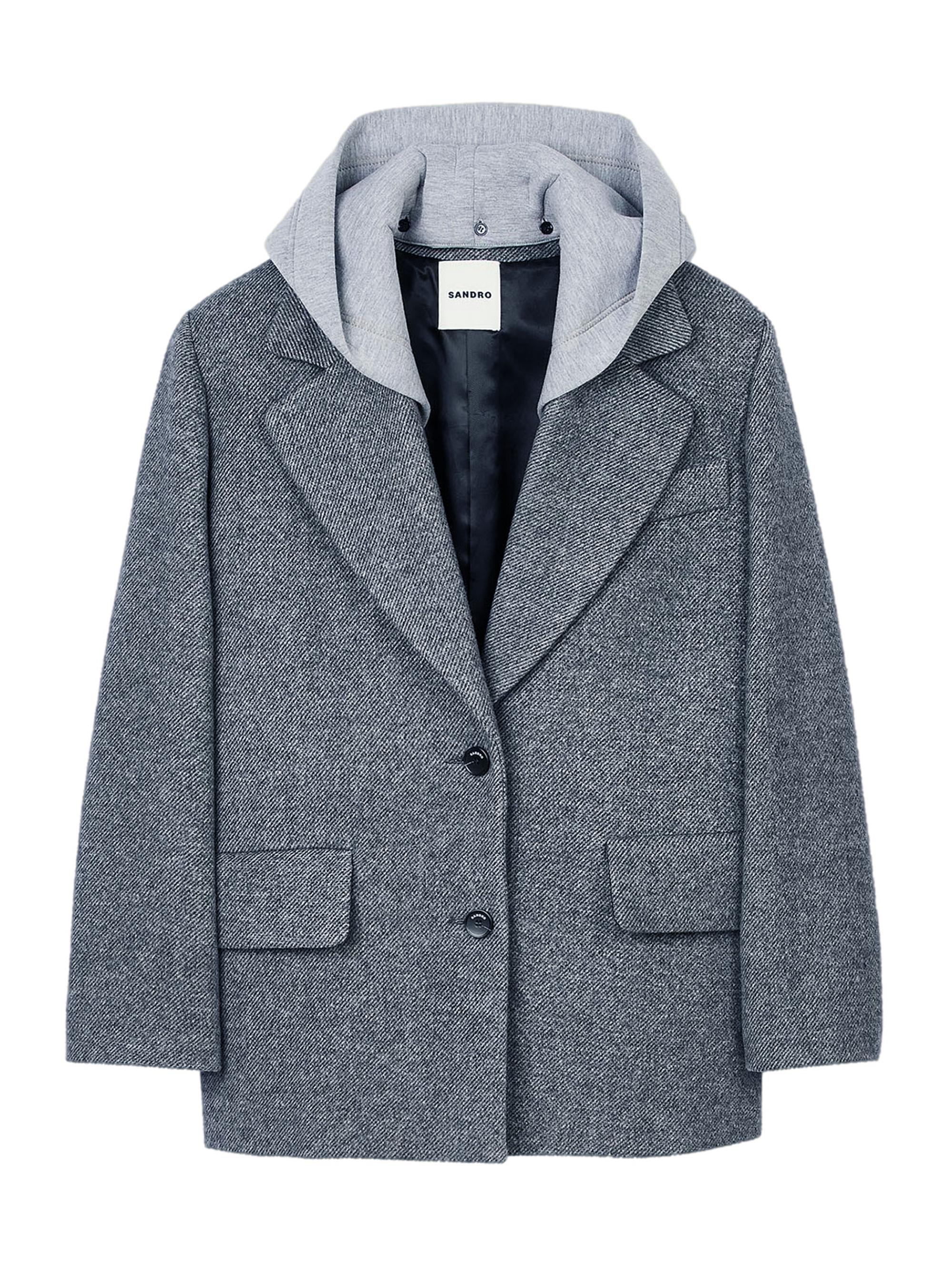 Sandro Women's Coat with Removable Hood - Grey
