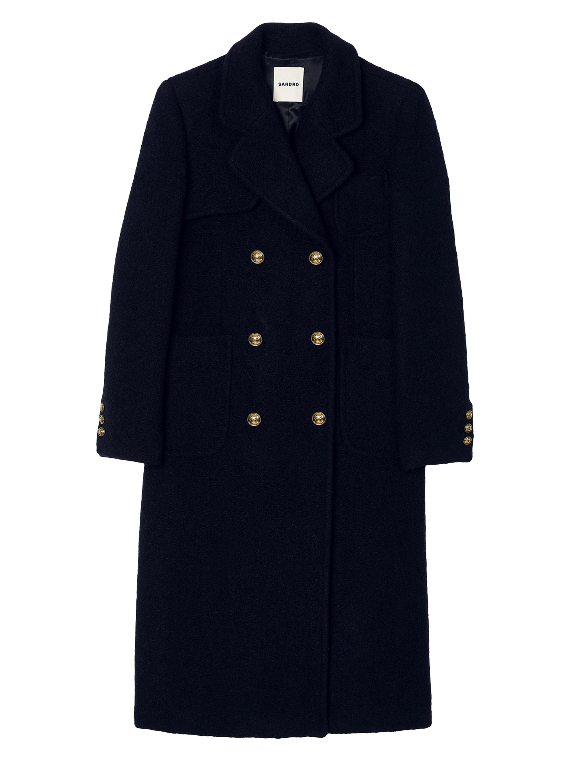 Sandro Women's Long Double-Breasted Coat - Black