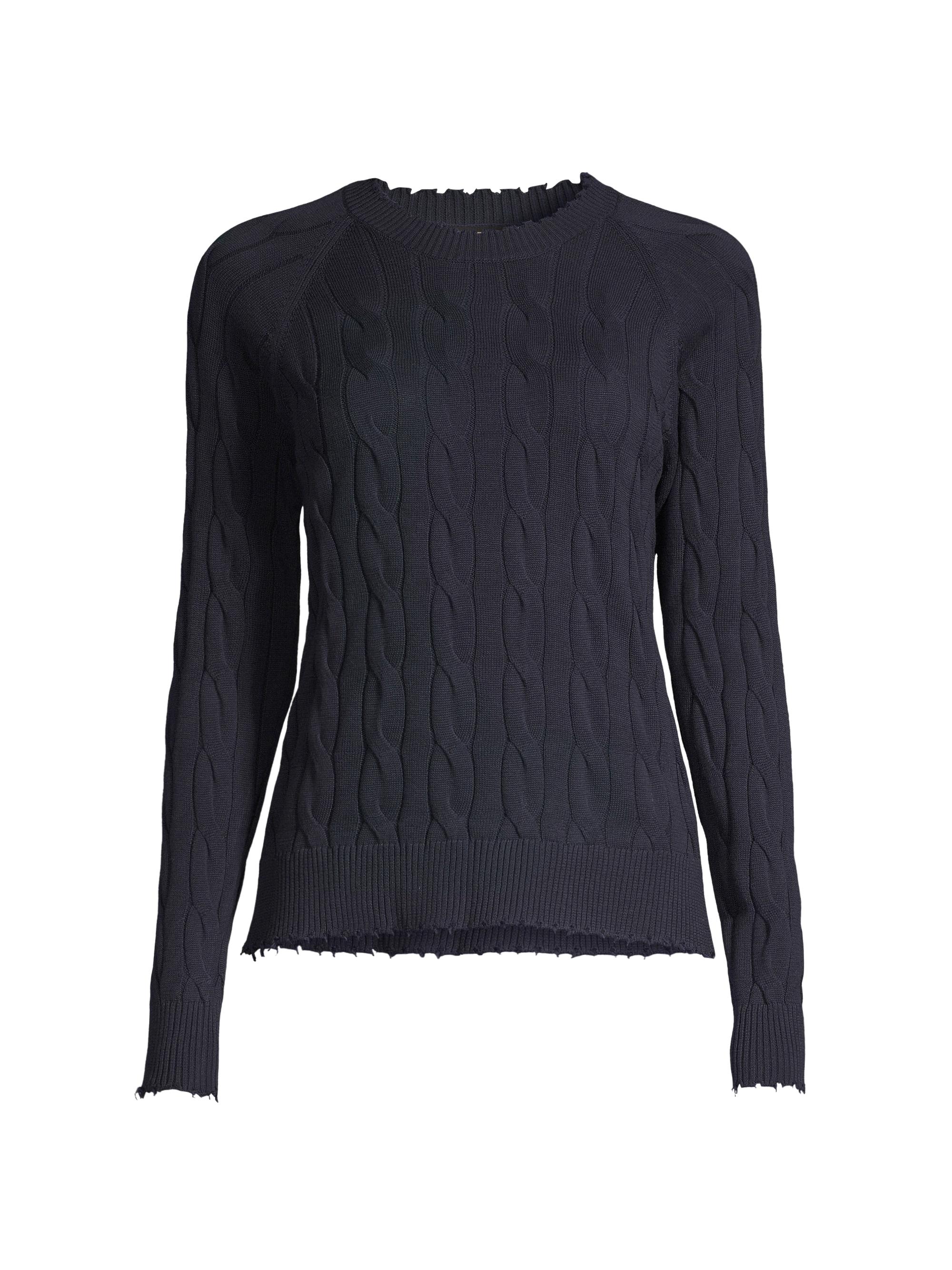 Minnie Rose Women's Cable-Knit Sweater - Navy