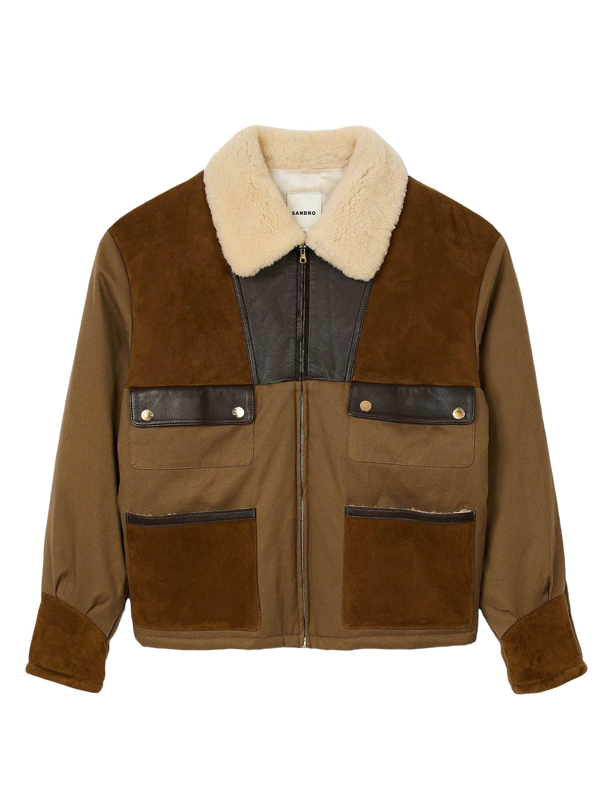 Sandro Women's Shearling Collar Jacket - Brown