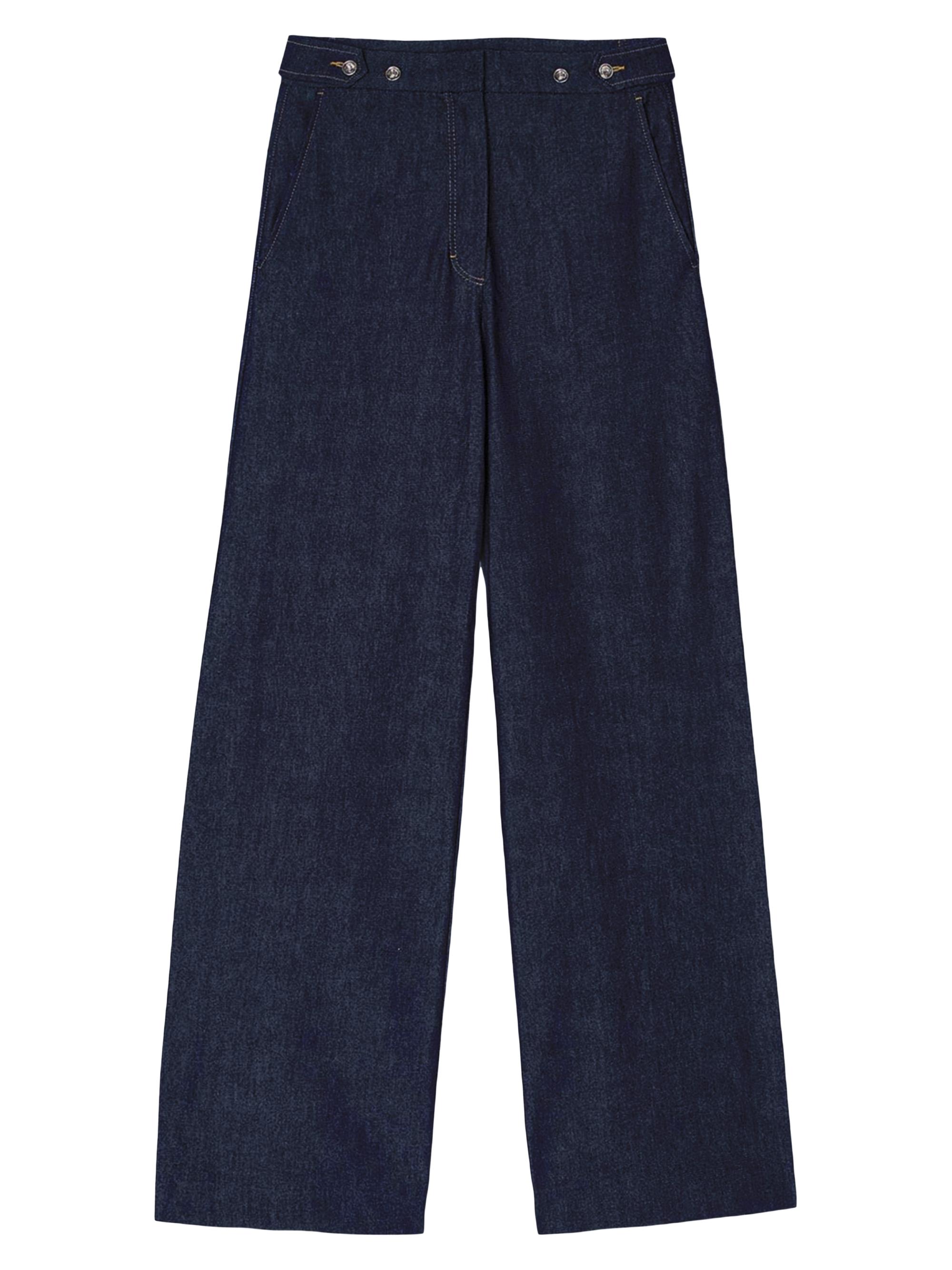 Sandro Women's Raw Denim Wide-Leg Jeans - Deep Blue