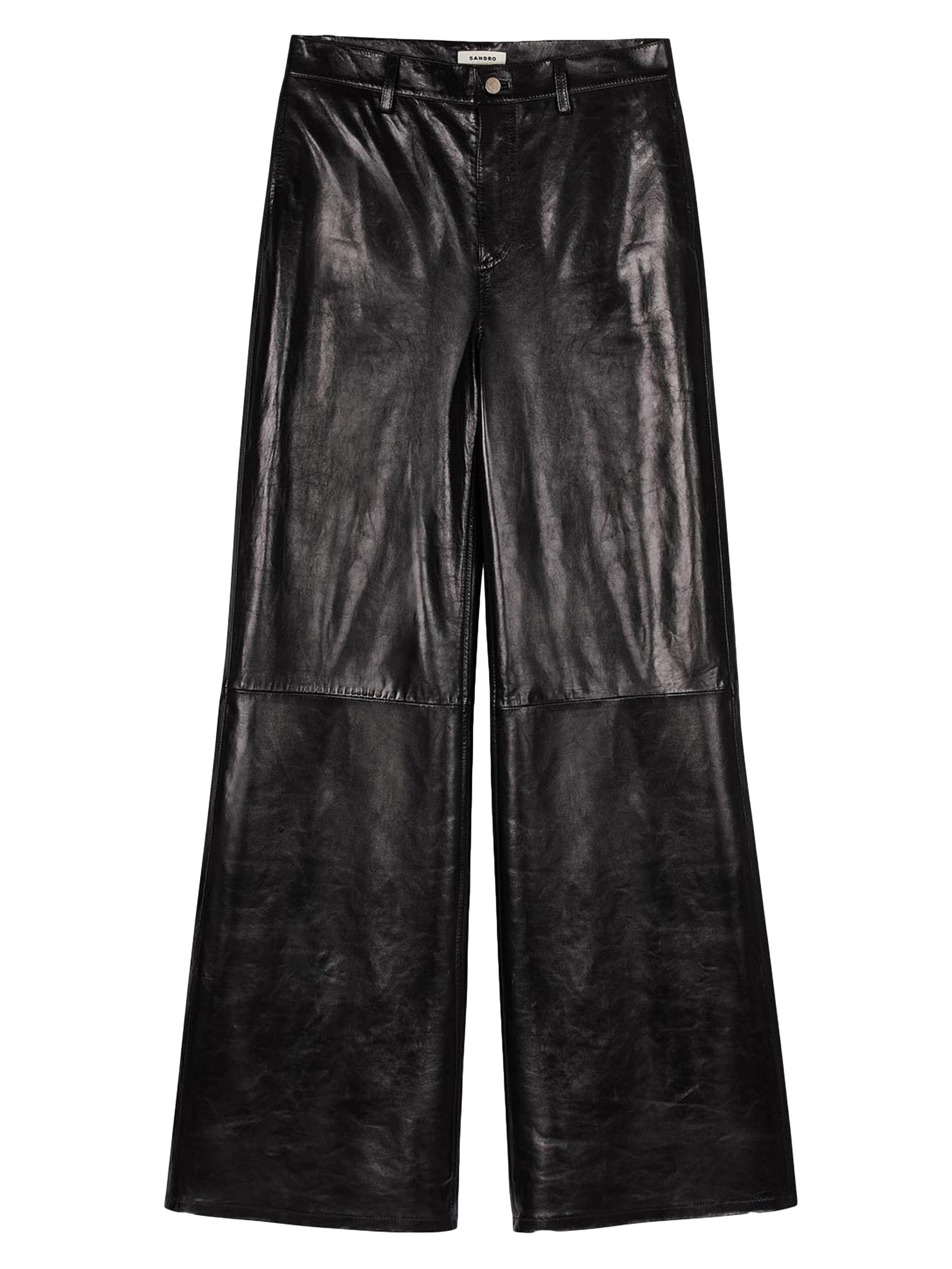 Sandro Women's Flared Leather Trousers - Black