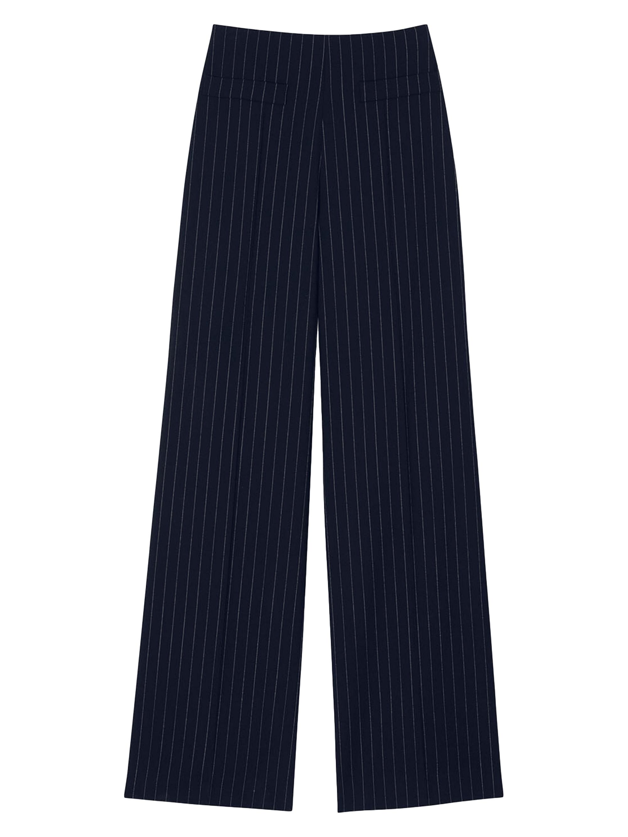 Sandro Women's Chalk-Striped Straight-Leg Trousers - Black