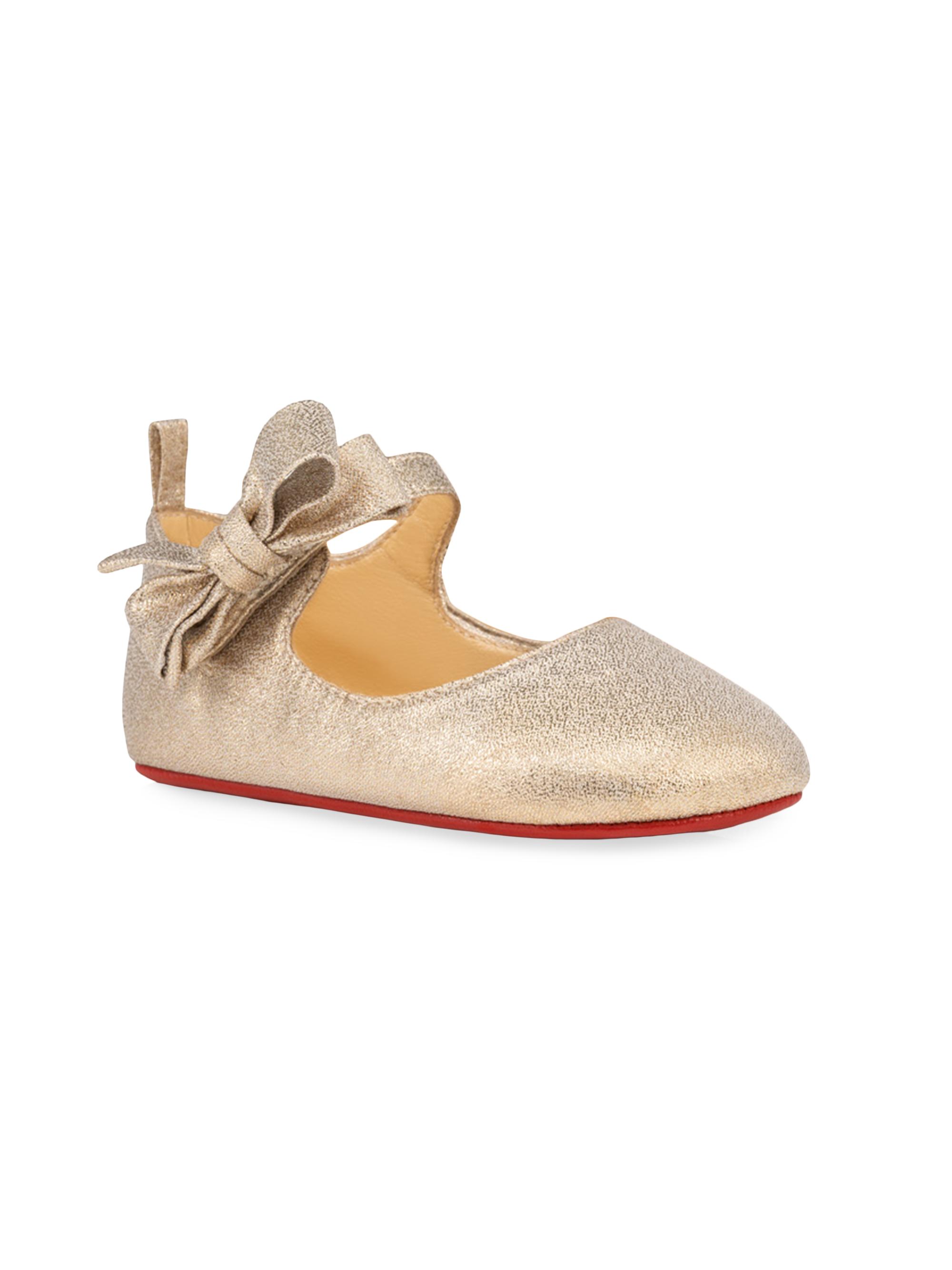 Christian Louboutin Baby Girl's Lou Babe Metallic Flats - Gold 2 (Baby)