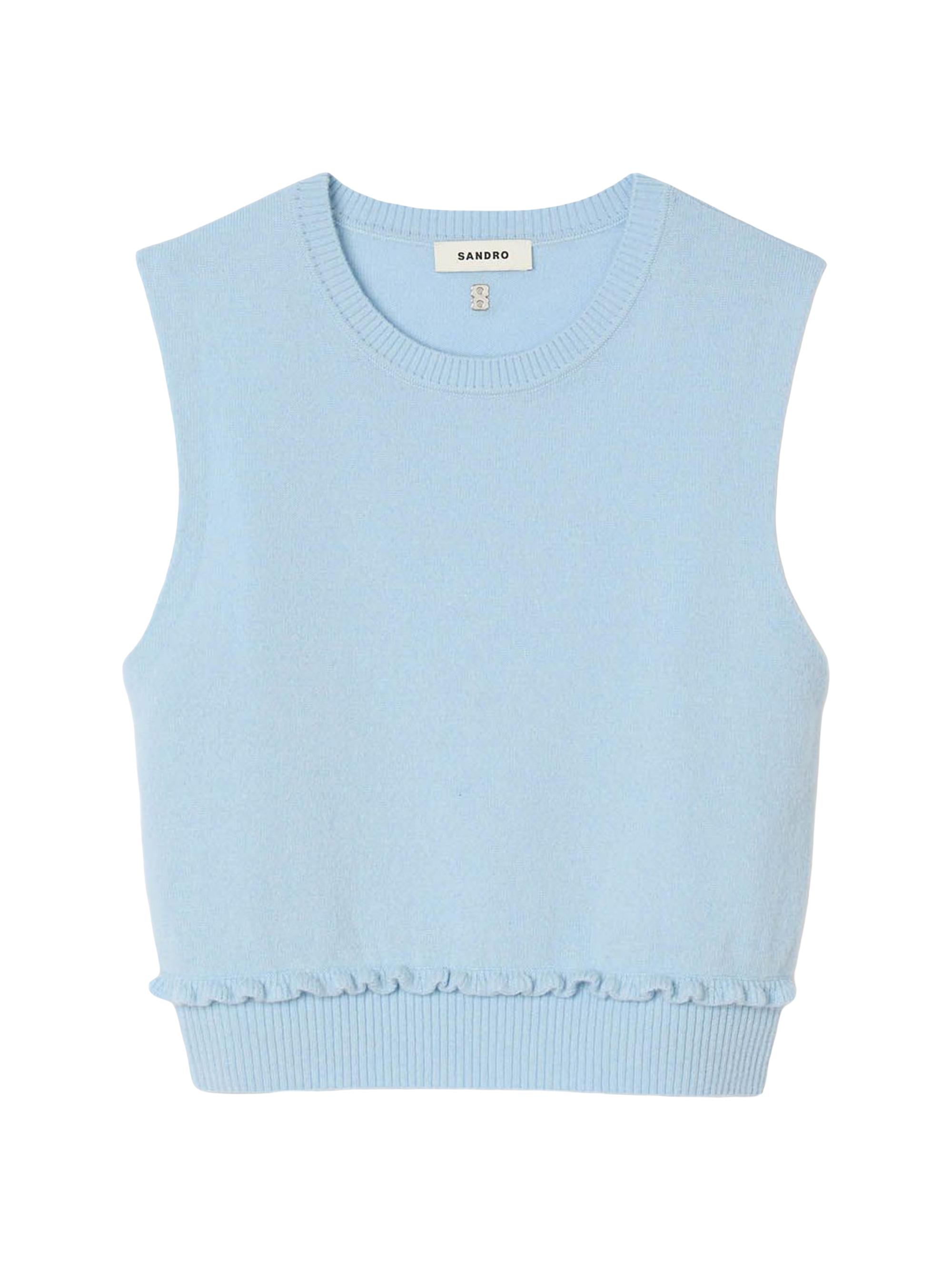 Sandro Women's Ruffled Cropped Jumper - Sky Blue