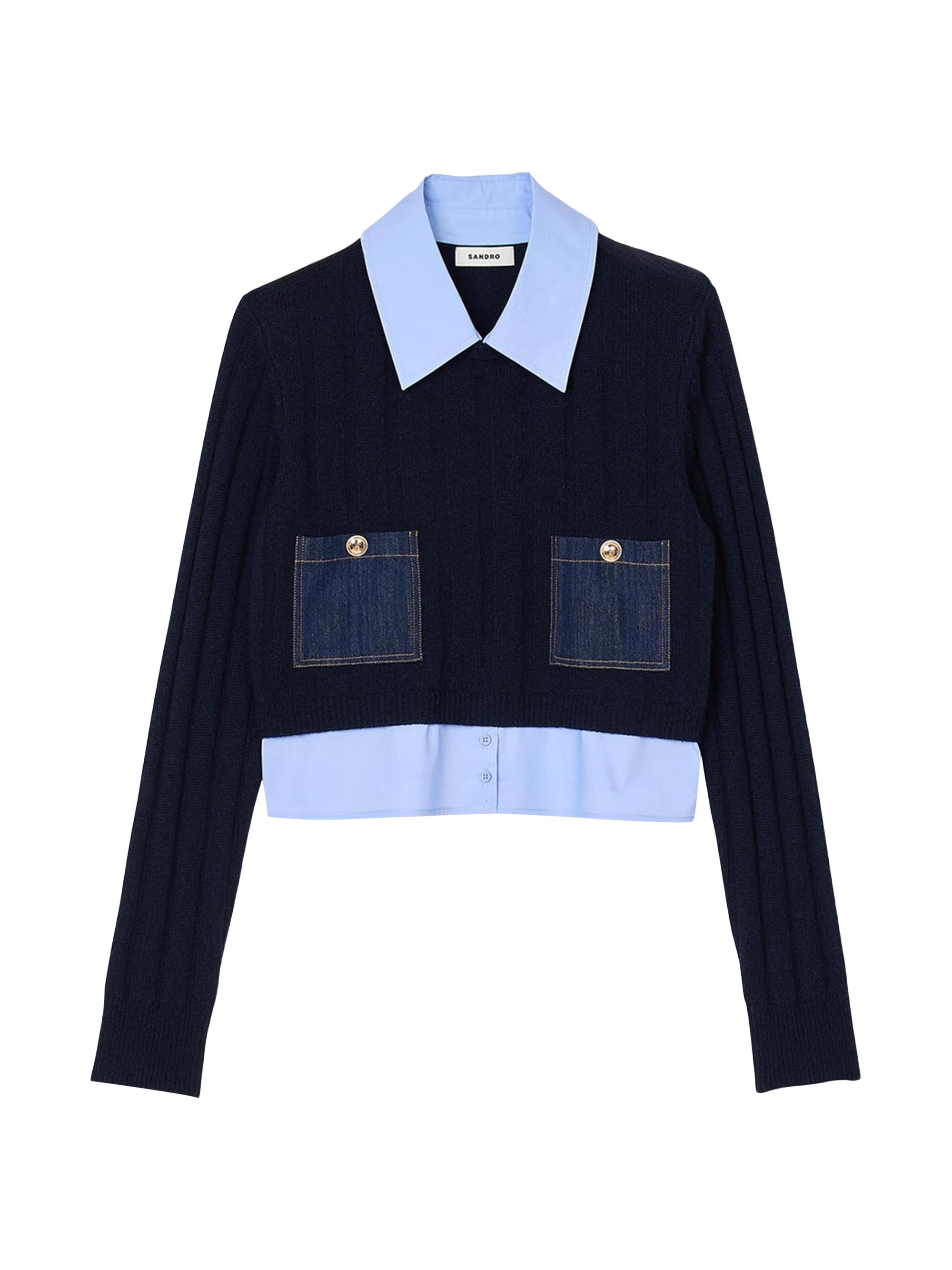 Sandro Women's Cropped Wool and Cashmere Sweater - Grey