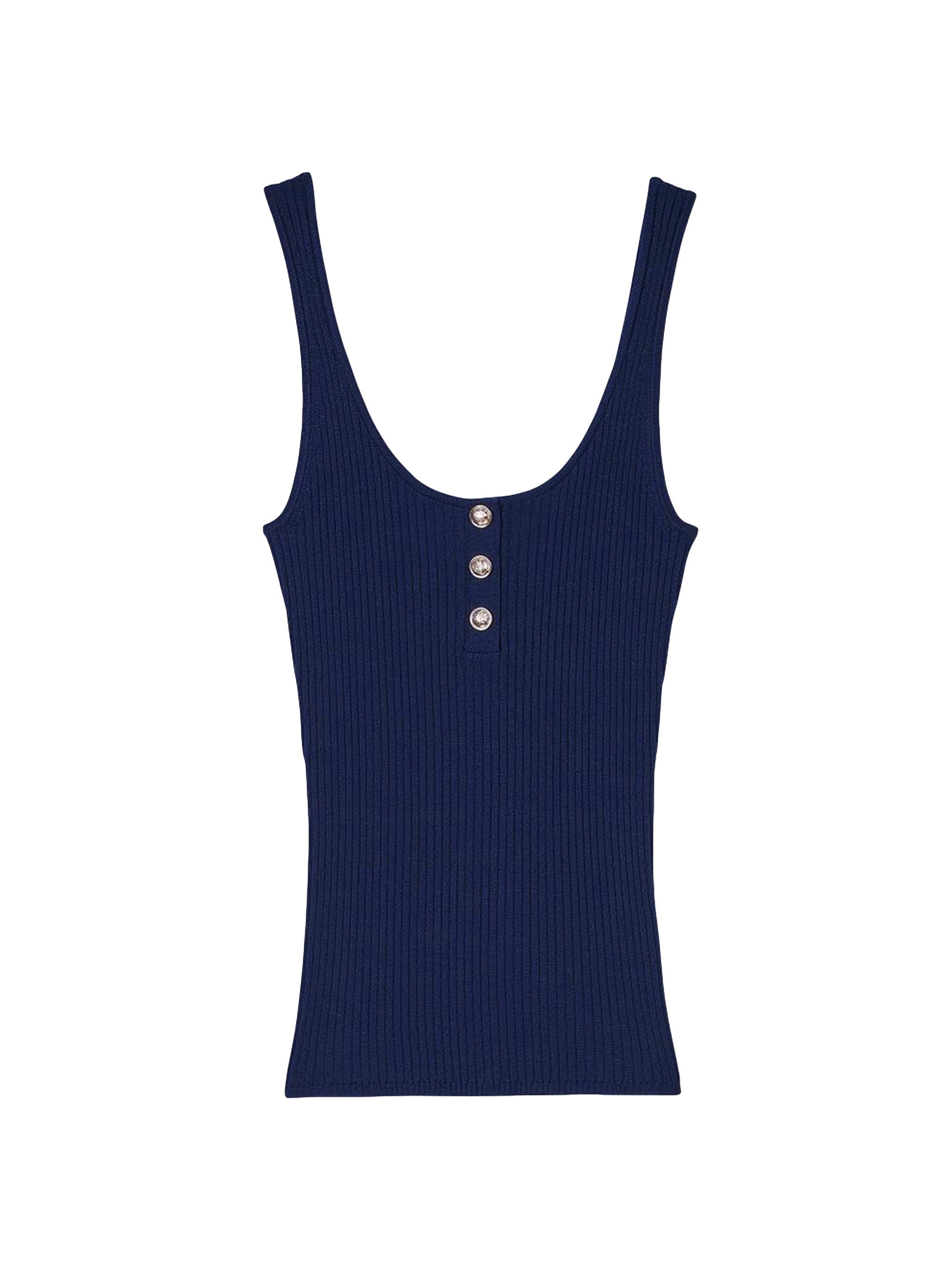 Sandro Women's Ribbed Vest Top - Navy Blue