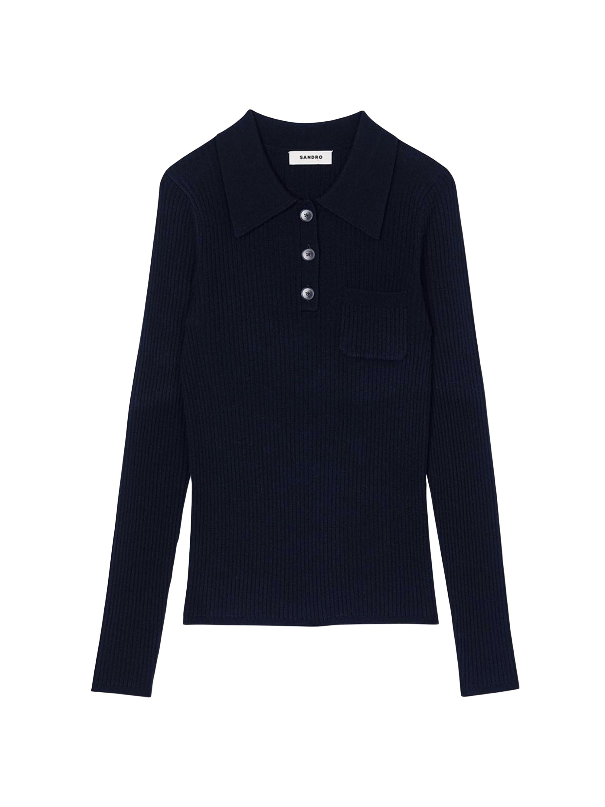 Sandro Women's Rib Knit Jumper - Navy Blue
