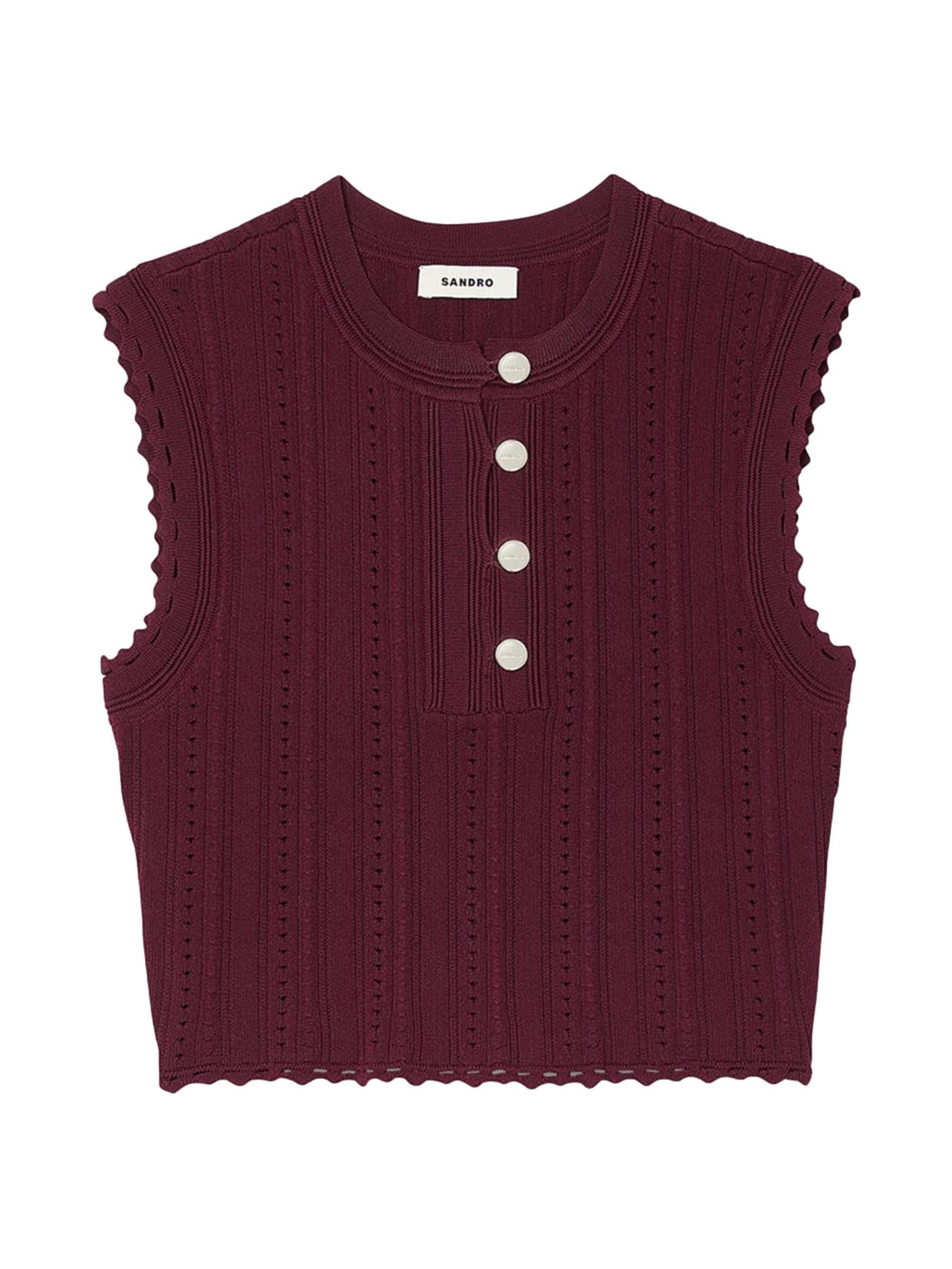 Sandro Women's Sleeveless Short Jumper - Burgundy