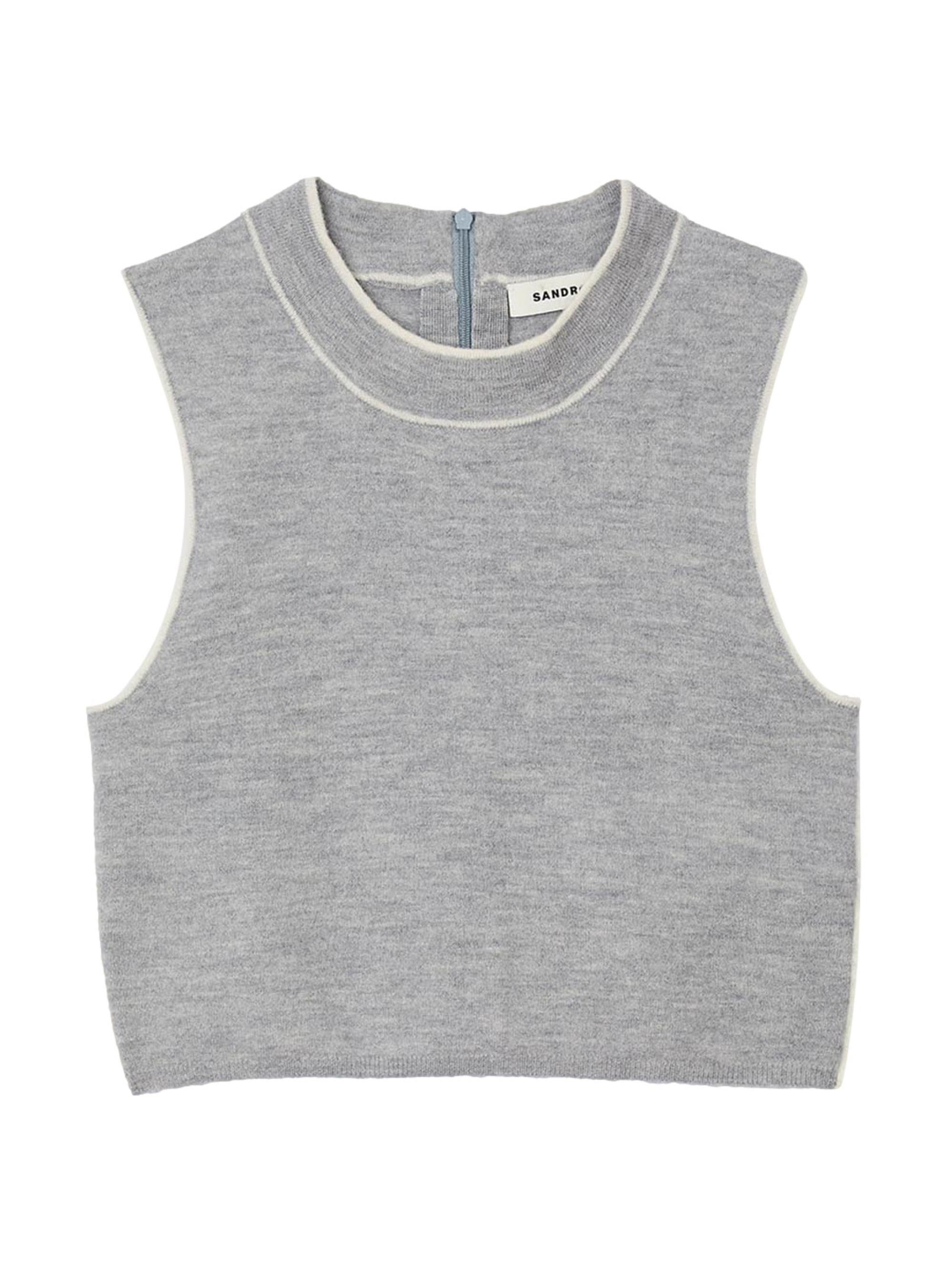 Sandro Women's Sleeveless Knitted Crop Top - Grey