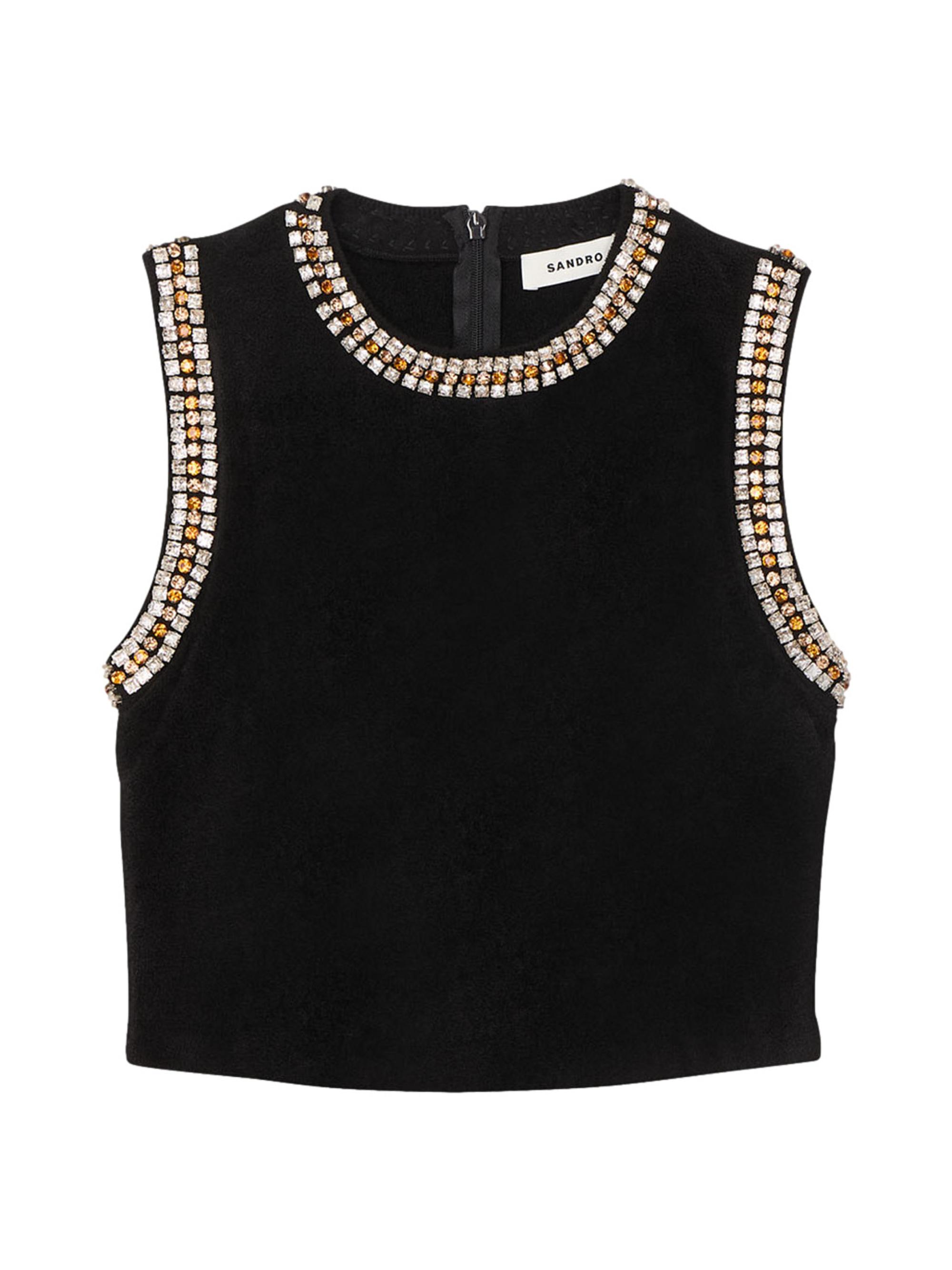 Sandro Women's Jewellery-Neck Knit Top - Black
