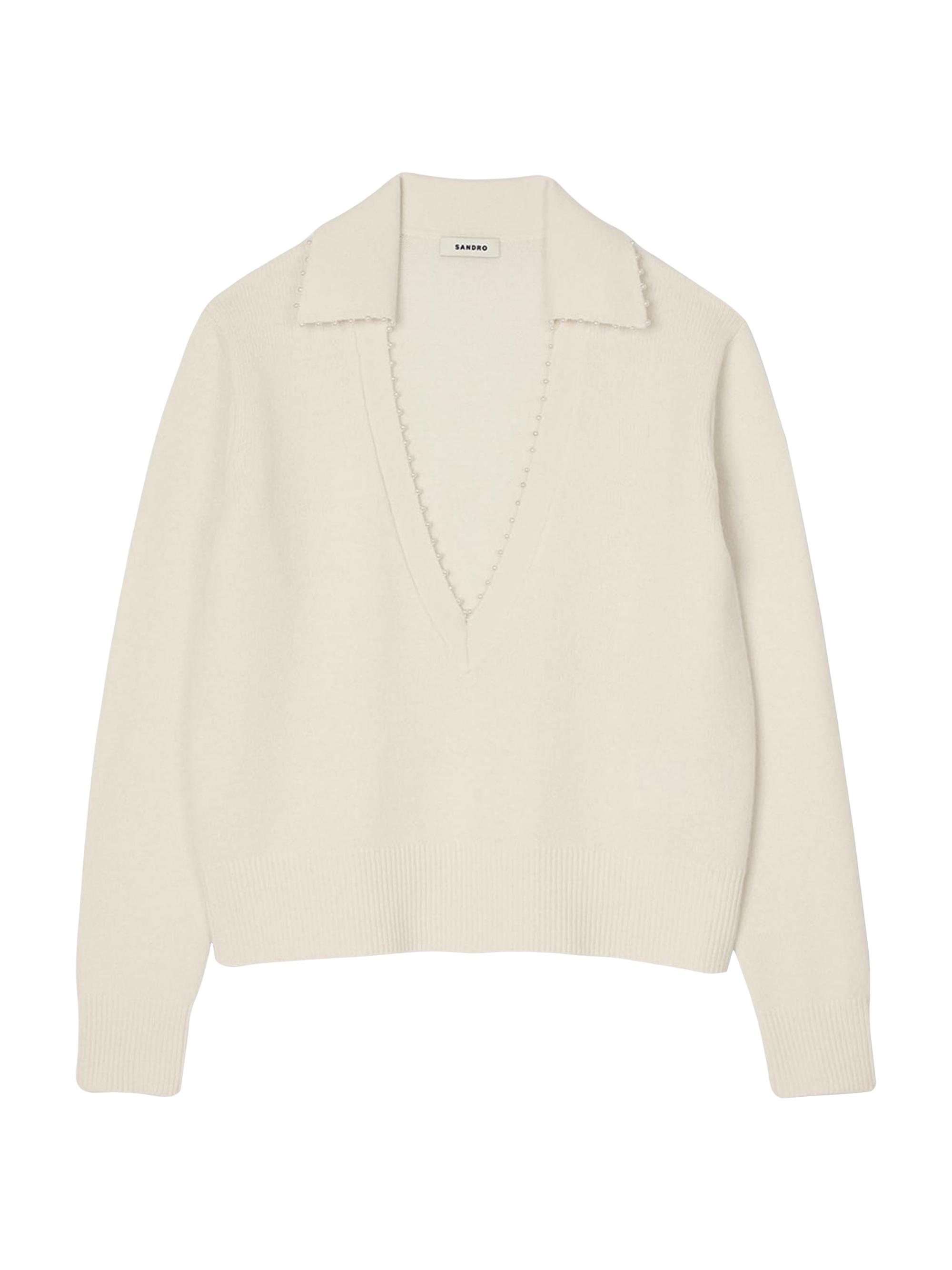 Sandro Women's Polo Neck Jumper - Ecru