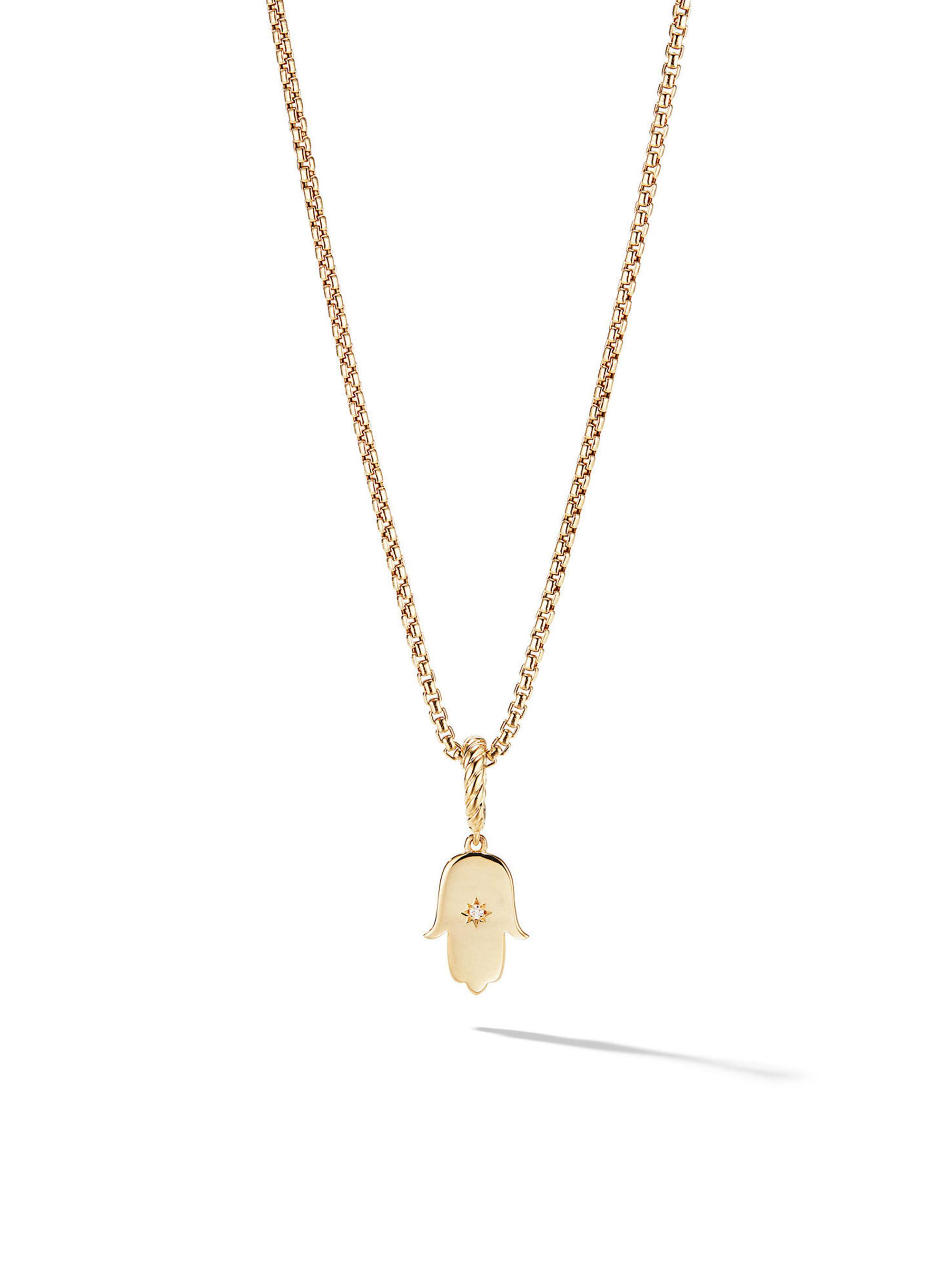David Yurman Women's Hamsa Amulet in 18K Yellow Gold with Center Diamond, 15.8mm - Diamond