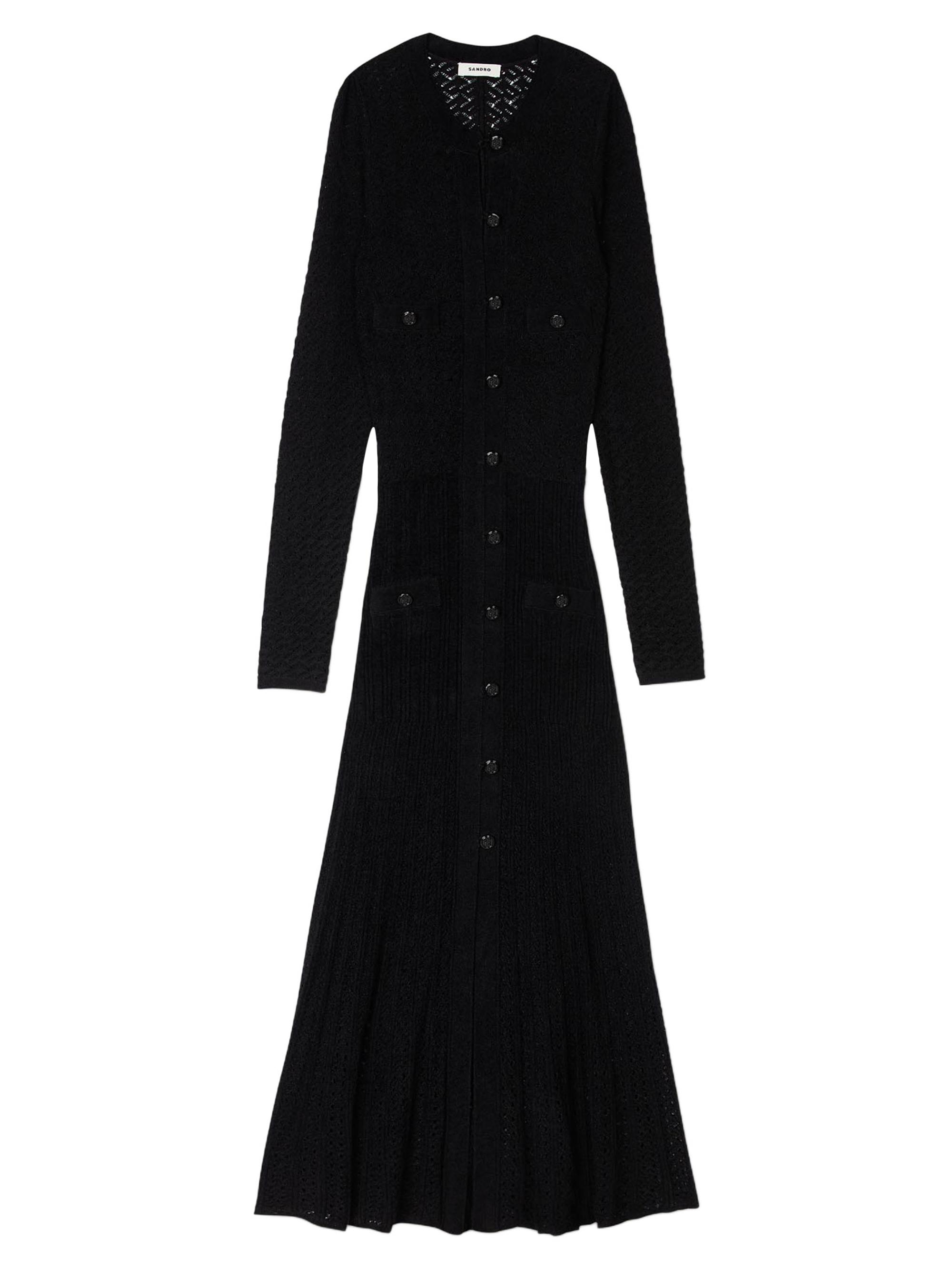 Sandro Women's Velvet Effect Knit Midi Dress - Black