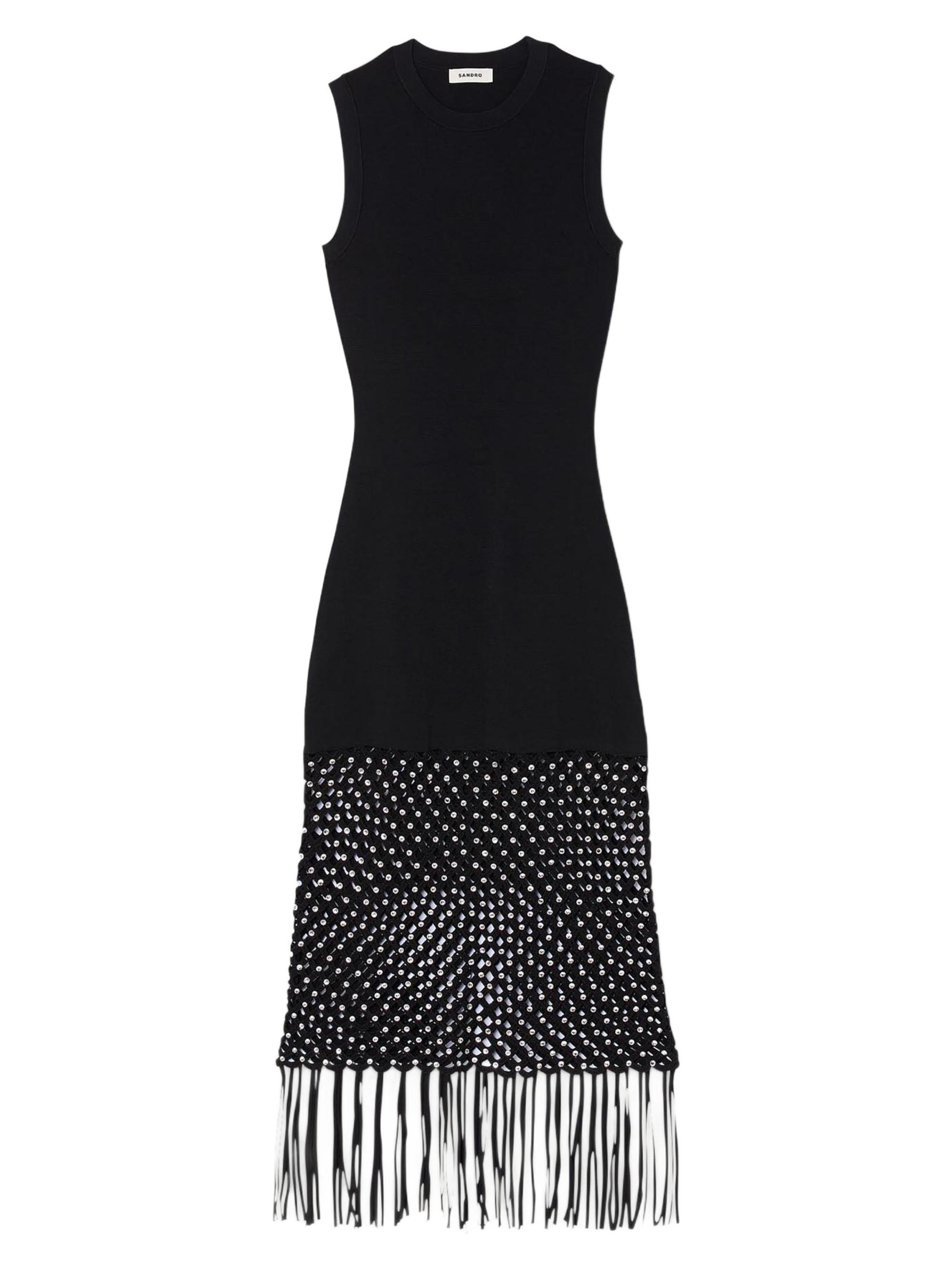 Sandro Women's Fringed Knit Dress - Black