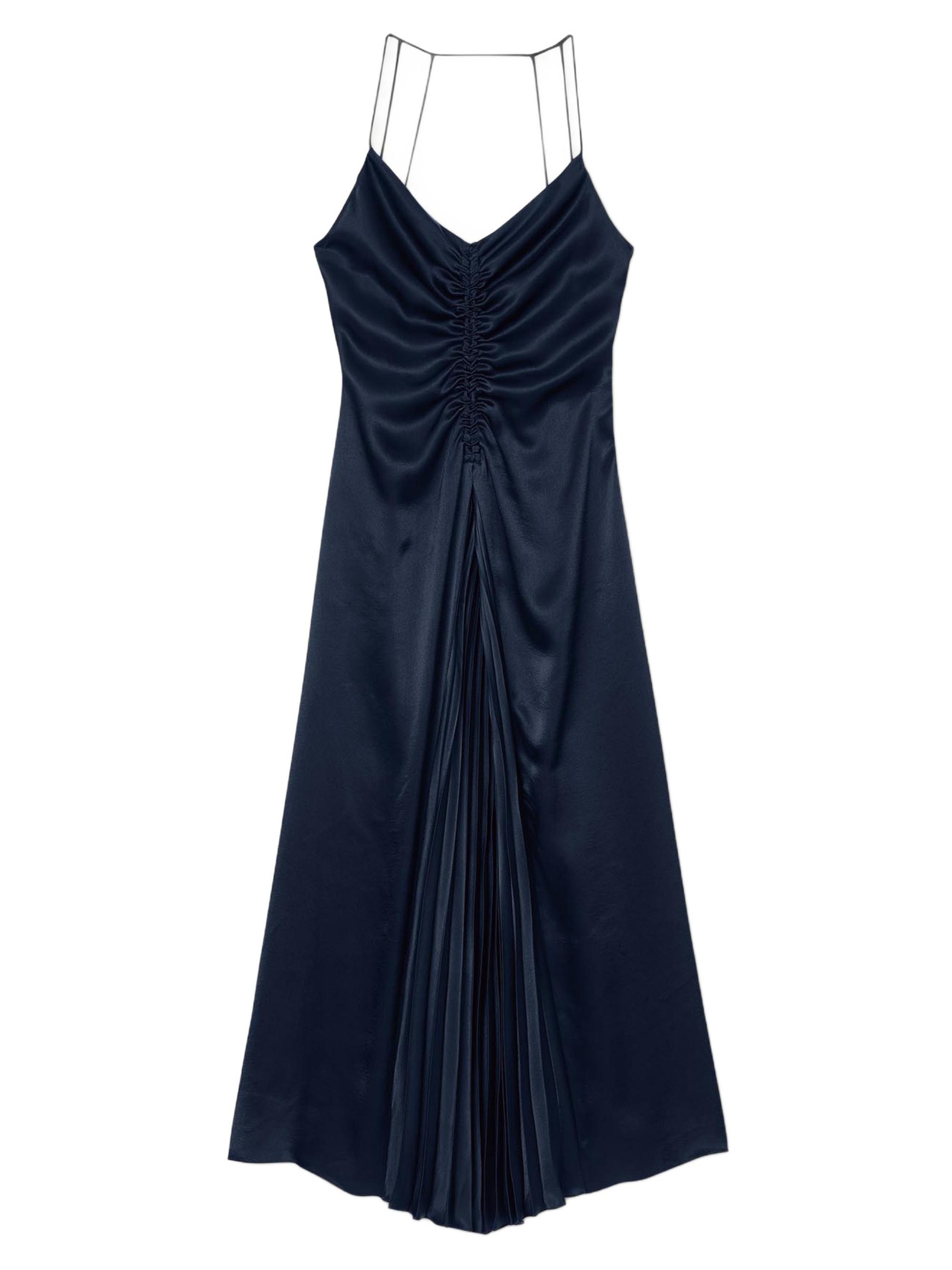 Sandro Women's Long Satin-Effect Dress - Navy Blue