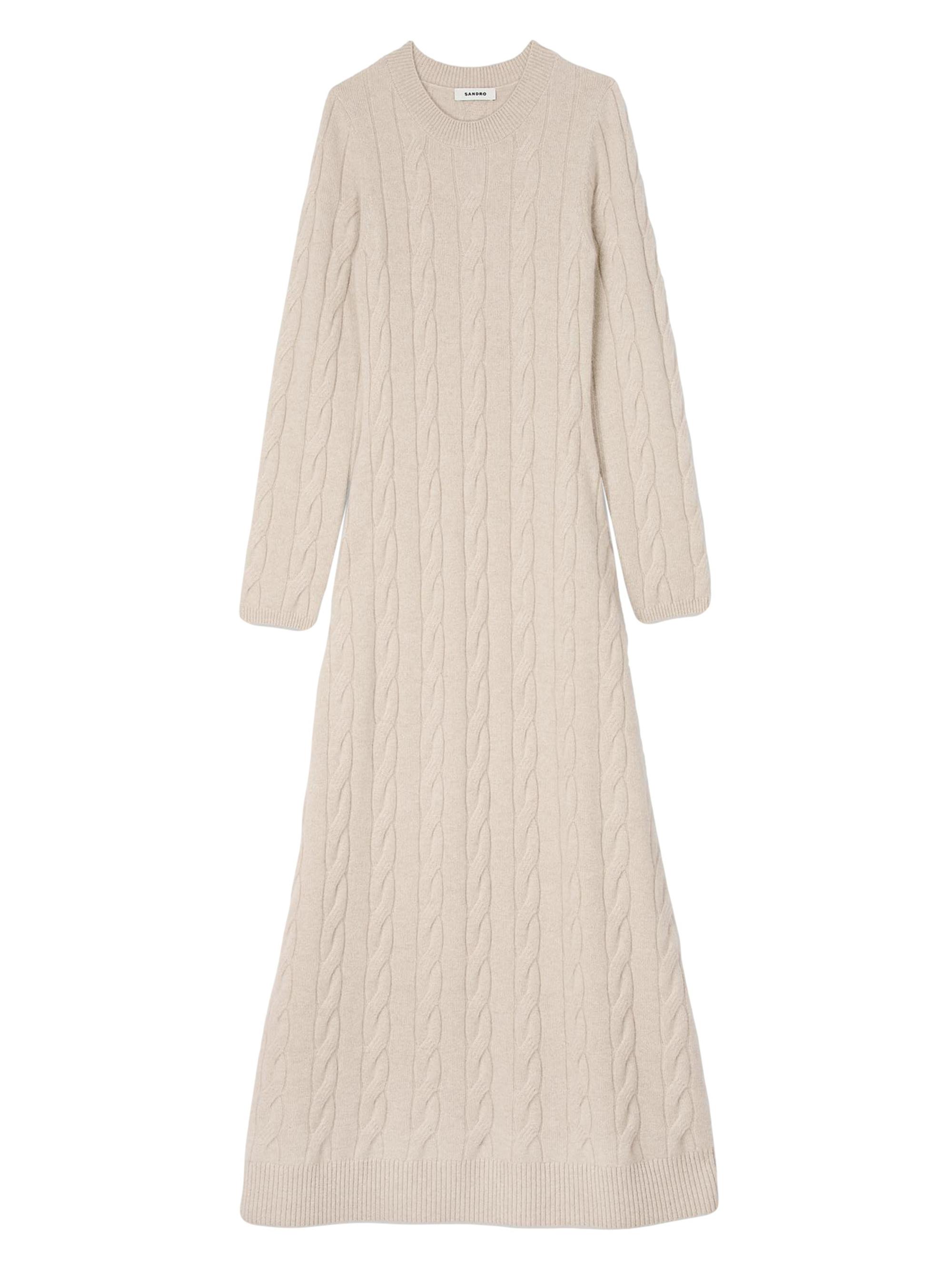 Sandro Women's Cable Knit Maxi Dress - Beige