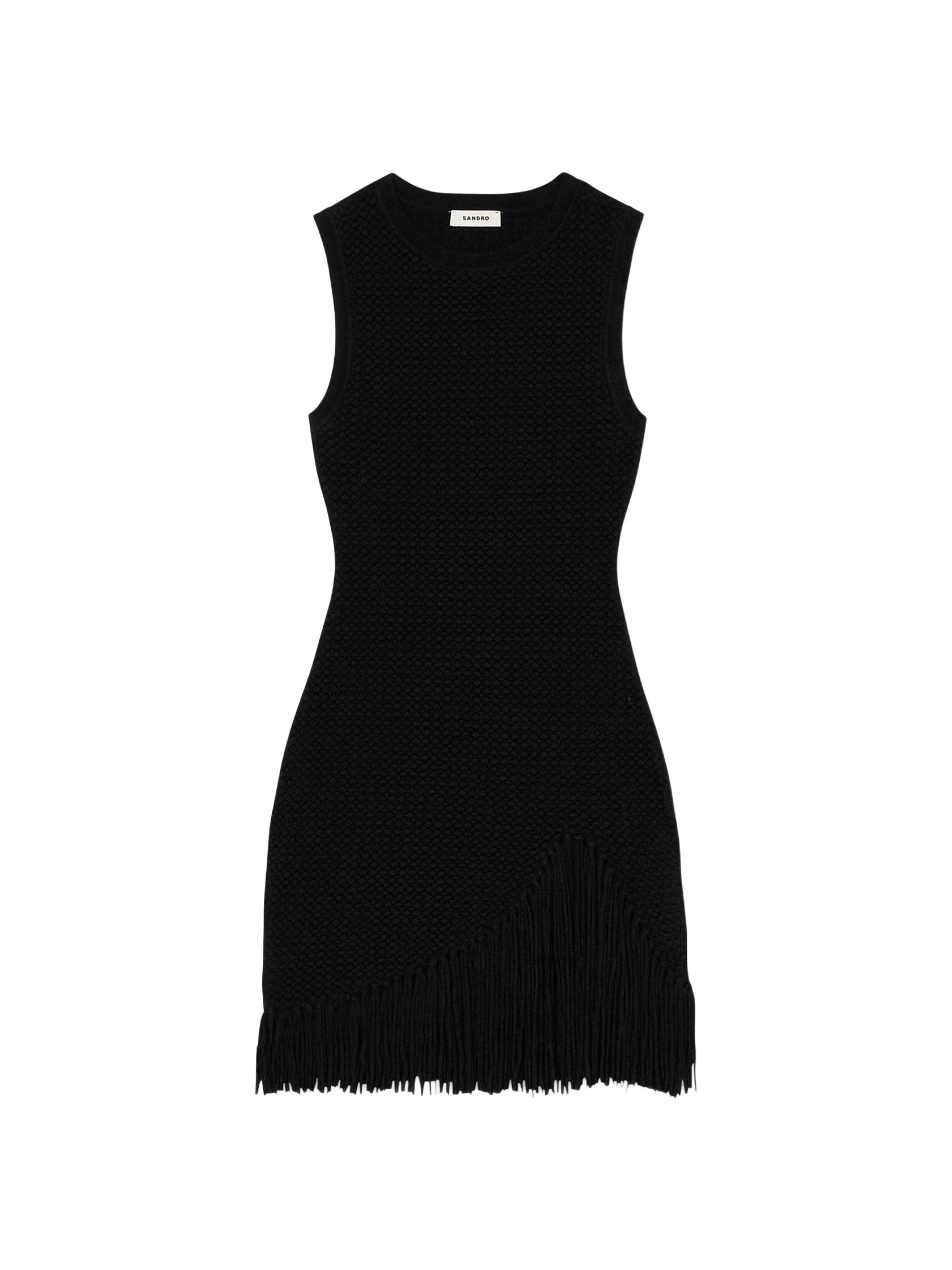 ❤️25新作 新品♡ Sandro 黒ニットミニワンピース♡　606 セール】女性らしいシルエット。レイヤードニットミニワンピース