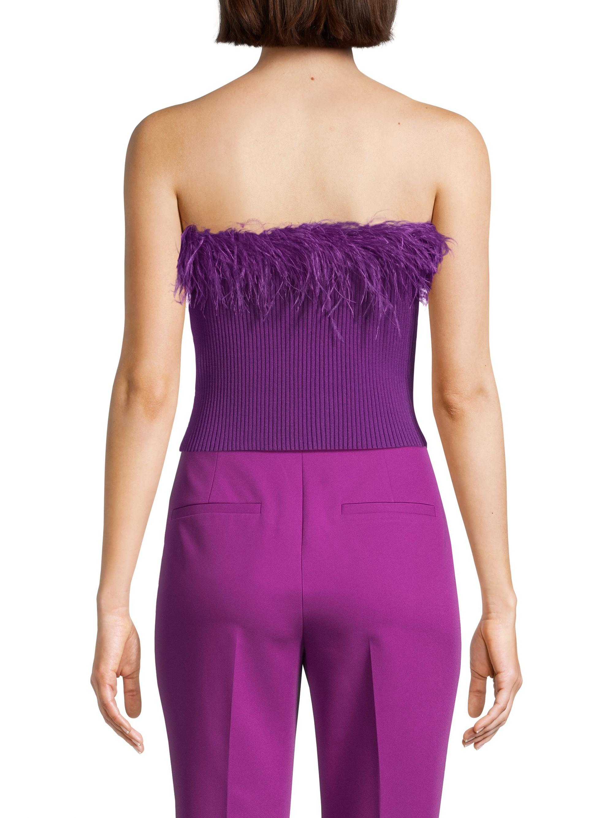 Milly Rib-Knit Feather Tube Top | Saks Fifth Avenue