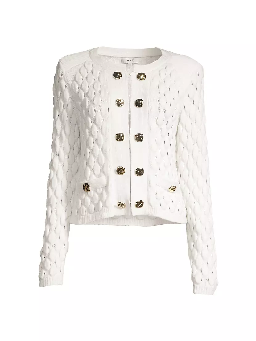 | Popcorn-Knit Avenue Saks Milly Cardigan Textured Shop Fifth