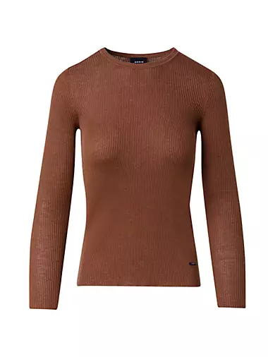 Seamless Rib-Knit Fitted Sweater