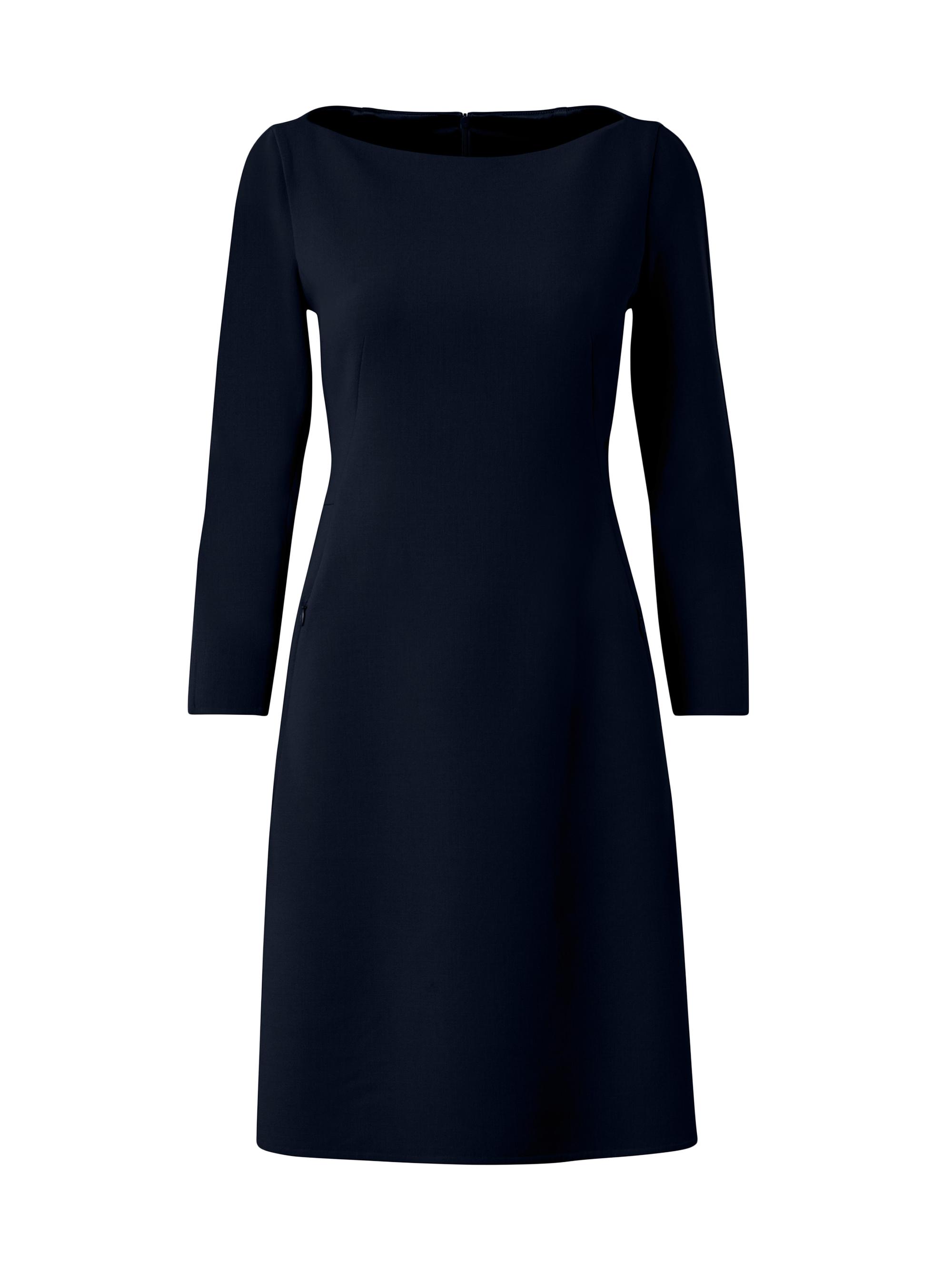 Akris Women's Double-Face Wool Boatneck A-Line Dress - Navy