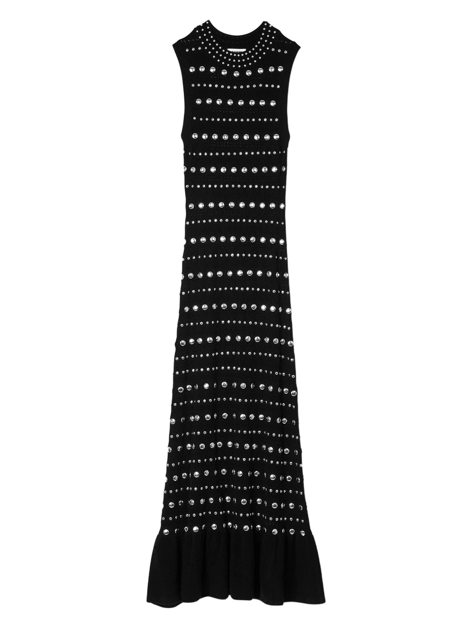 Sandro Women's Knit Maxi Dress with Studs - Grey