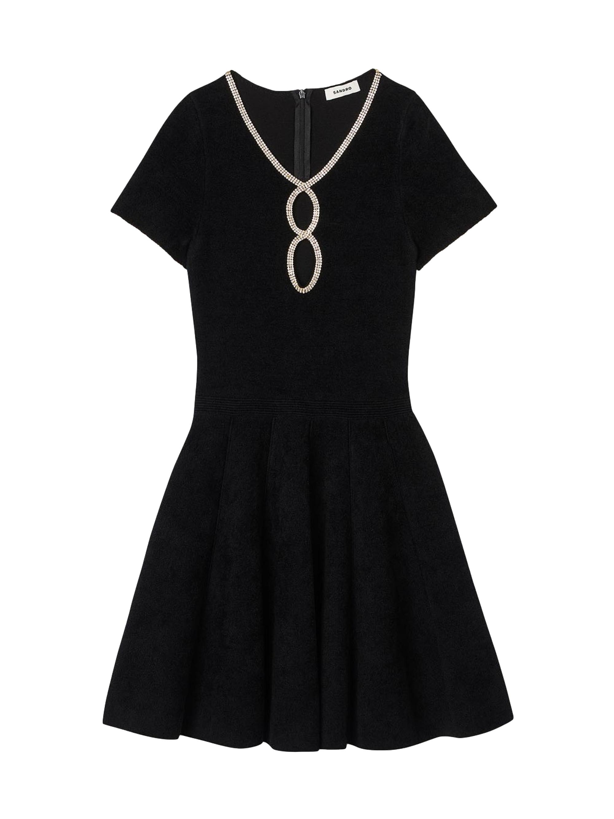 Sandro Women's Rhinestone Velvet Dress - Black