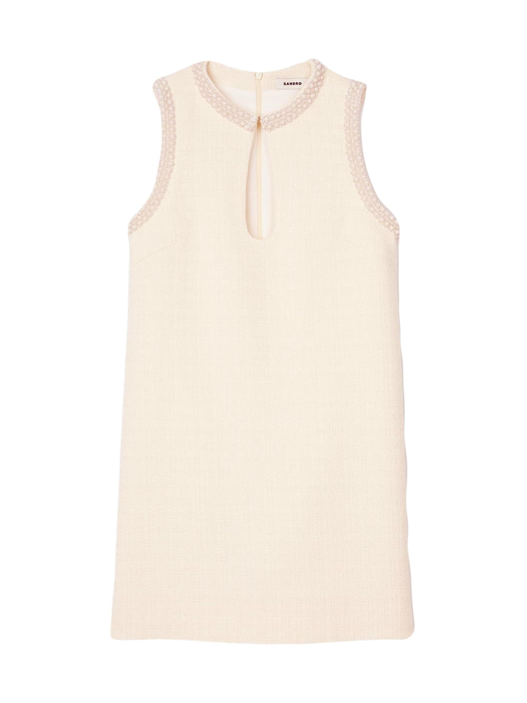 Sandro Women's Short Beaded Dress - Ecru