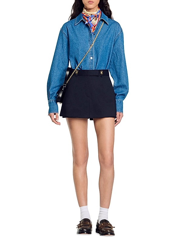 Shop Sandro Skort with Decorative Belt Loops | Saks Fifth Avenue Shop Sandro Skort with Decorative Belt Loops | Saks Fifth Avenue