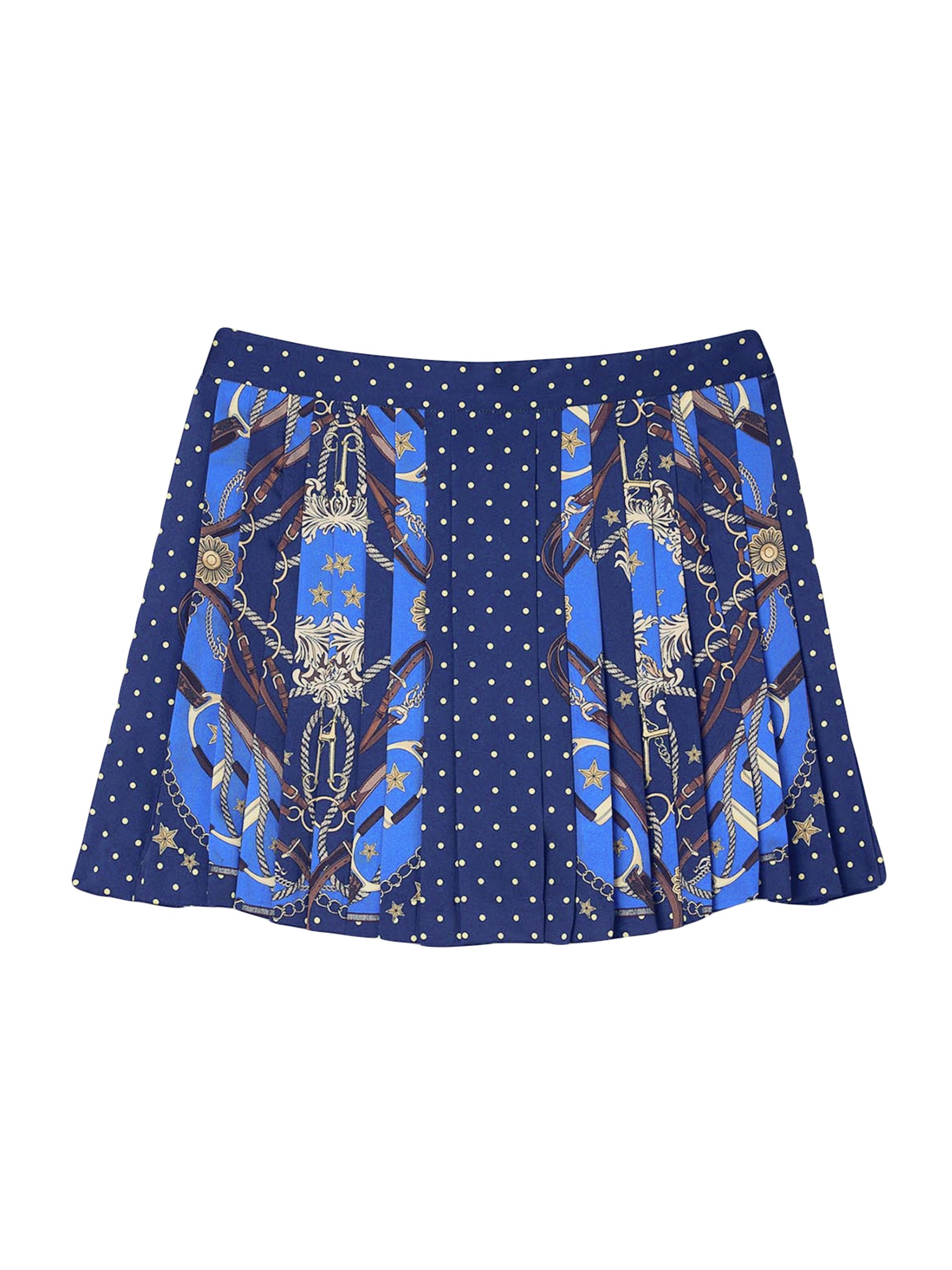 Sandro Women's Patterned Silk Skort - Navy Gold