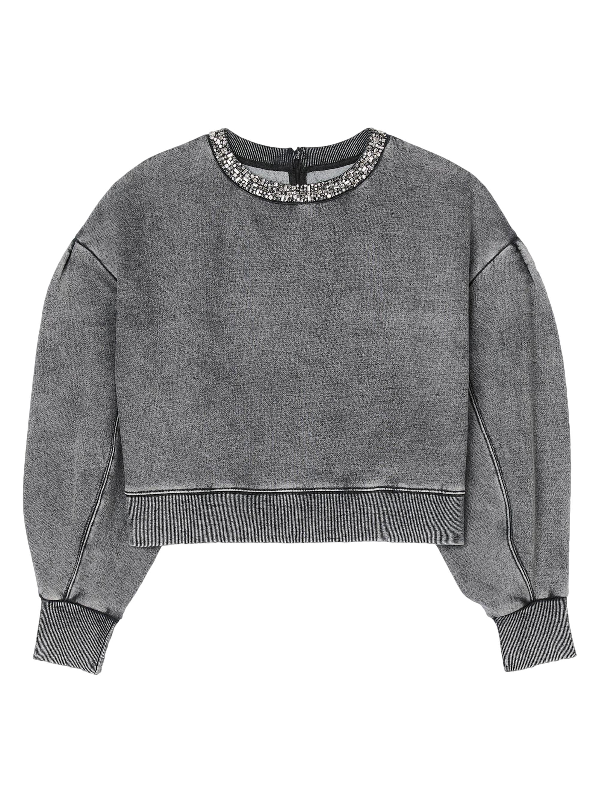 Sandro Women's Jewellery Neck Sweatshirt - Grey