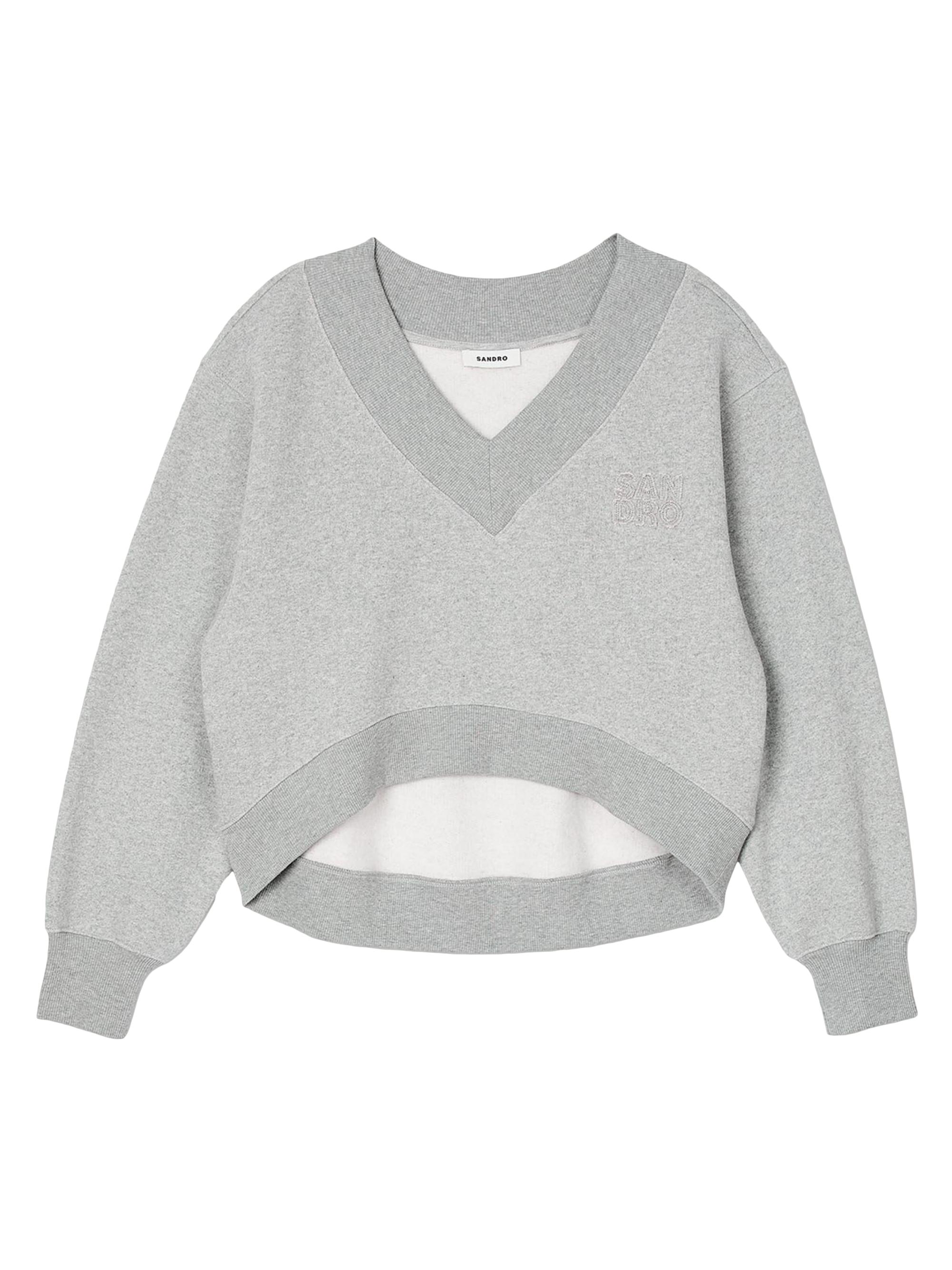 Sandro Women's Cropped Sweatshirt - Grey