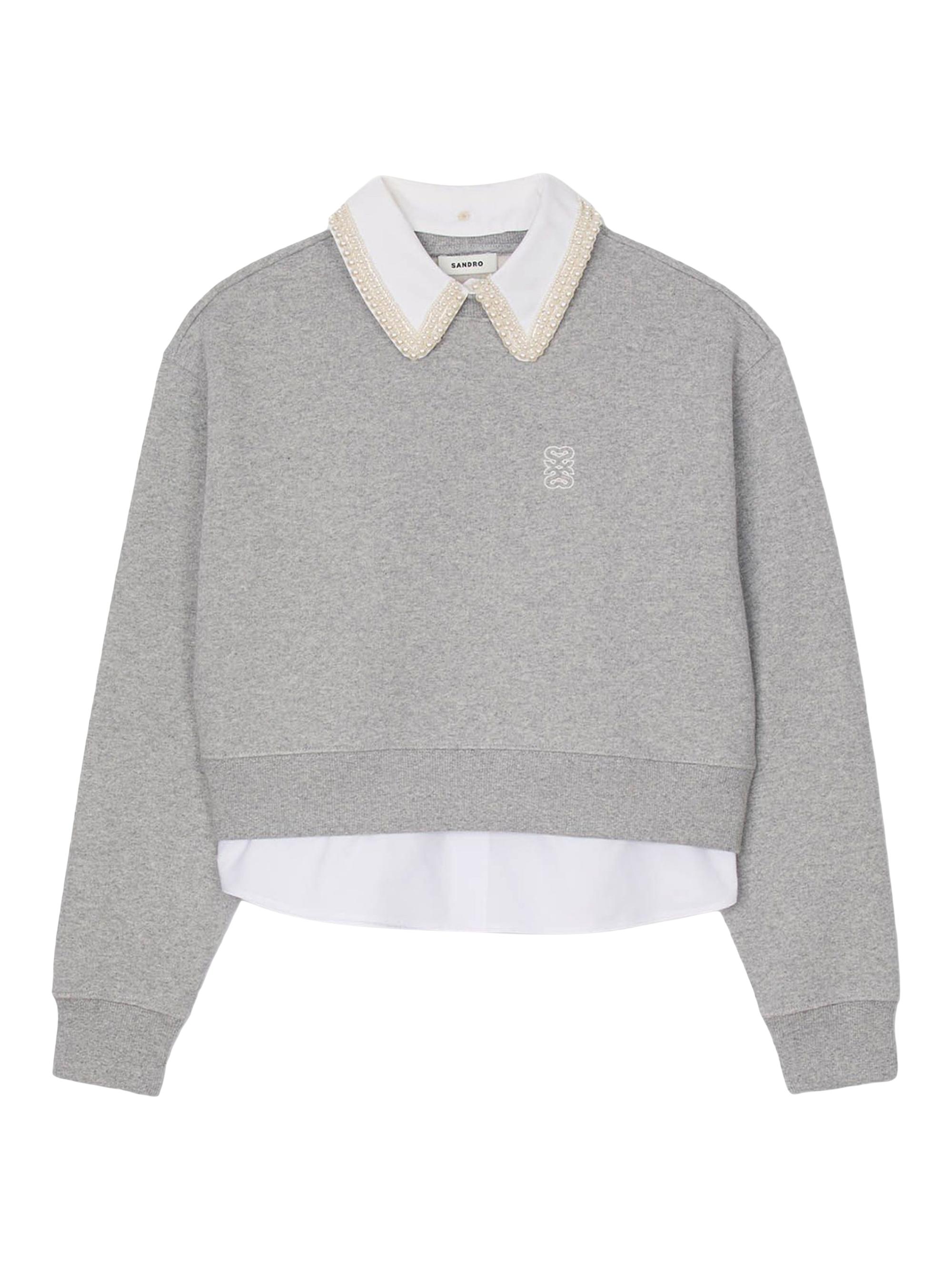 Sandro Women's Layered Effect Sweatshirt - Grey